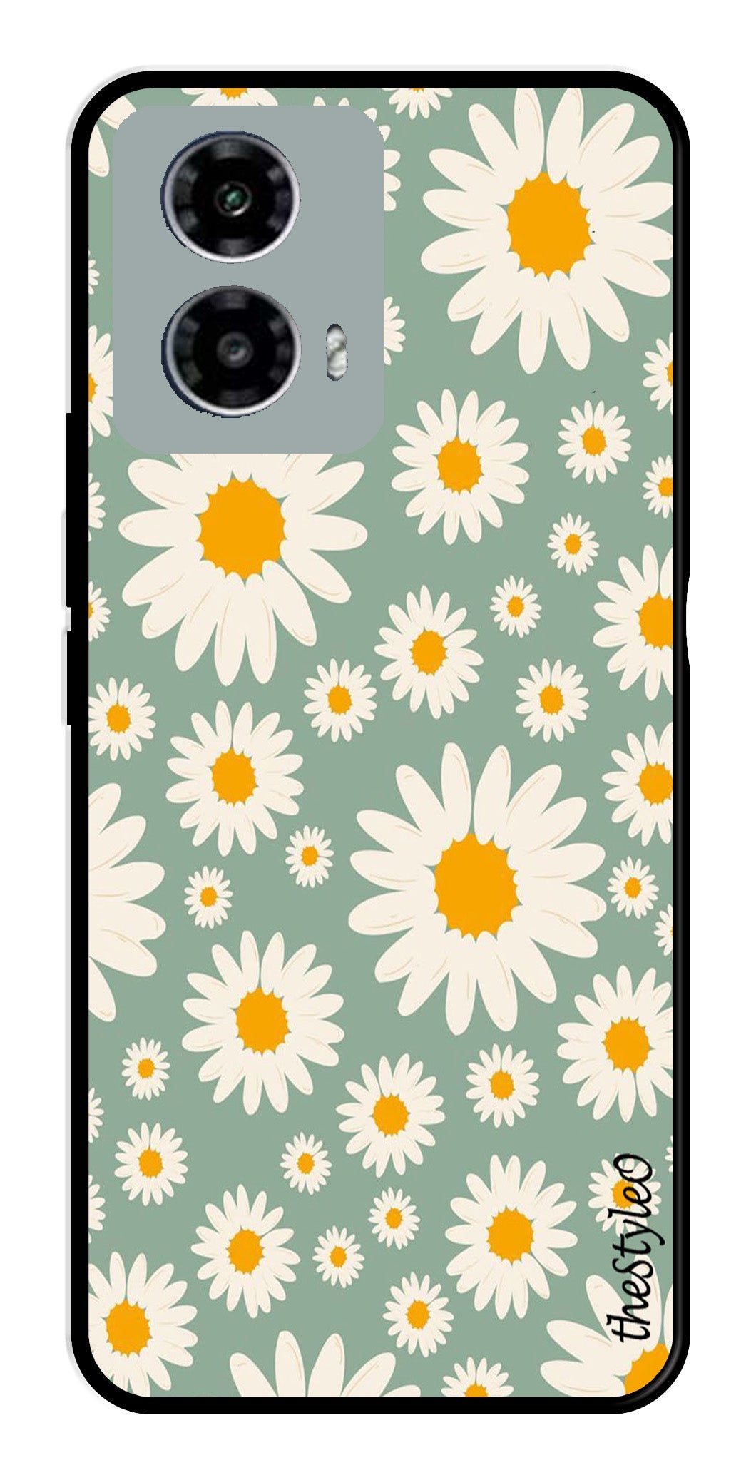 Floral Design Metal Mobile Case for Moto G13 (Design No -87)