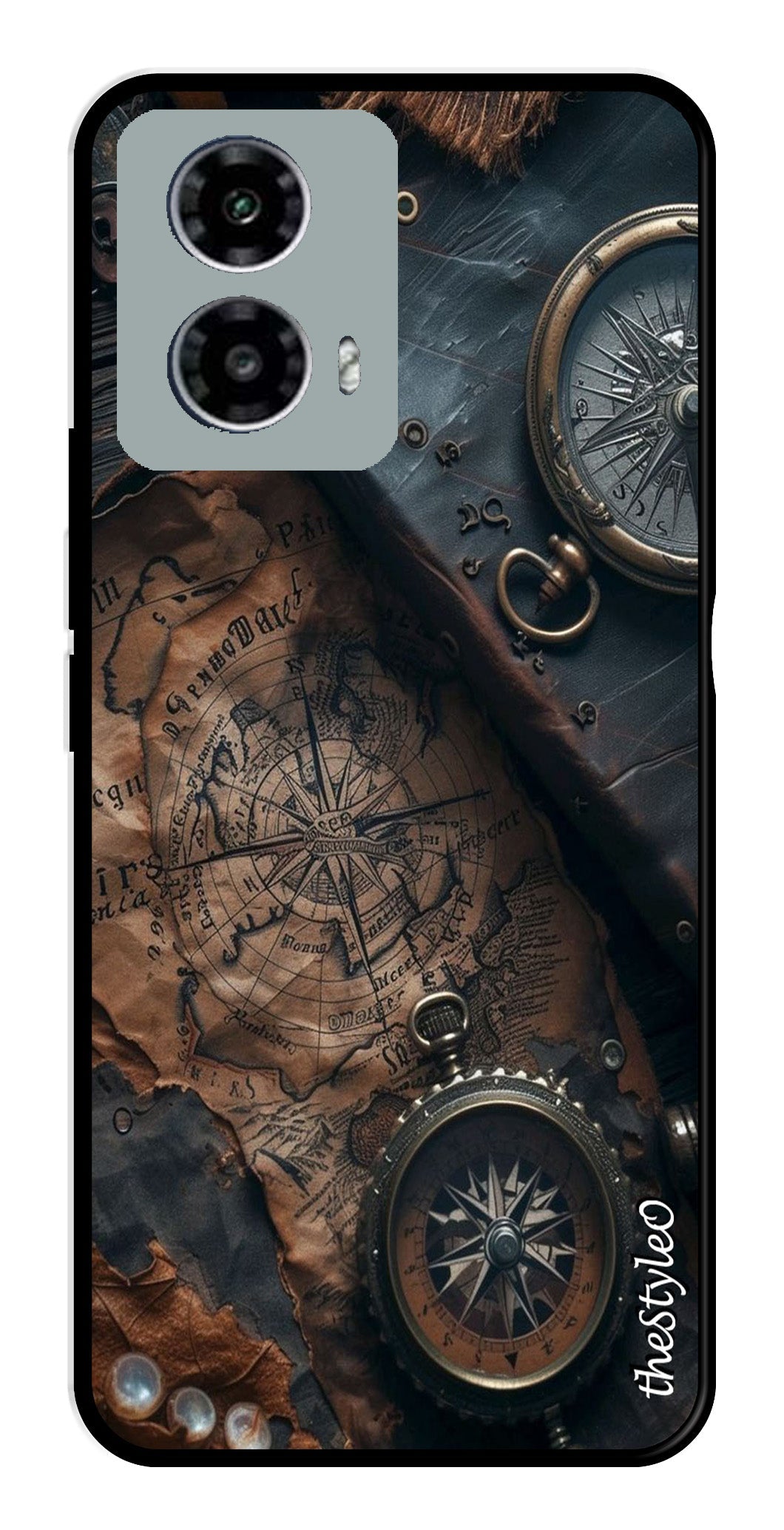 Vintage Compass Metal Mobile Case for Moto G13 (Design No -90)