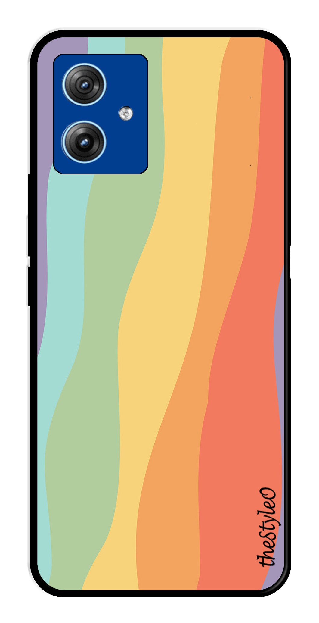 Muted Rainbow Metal Mobile Case for Moto G14 (Design No -02)