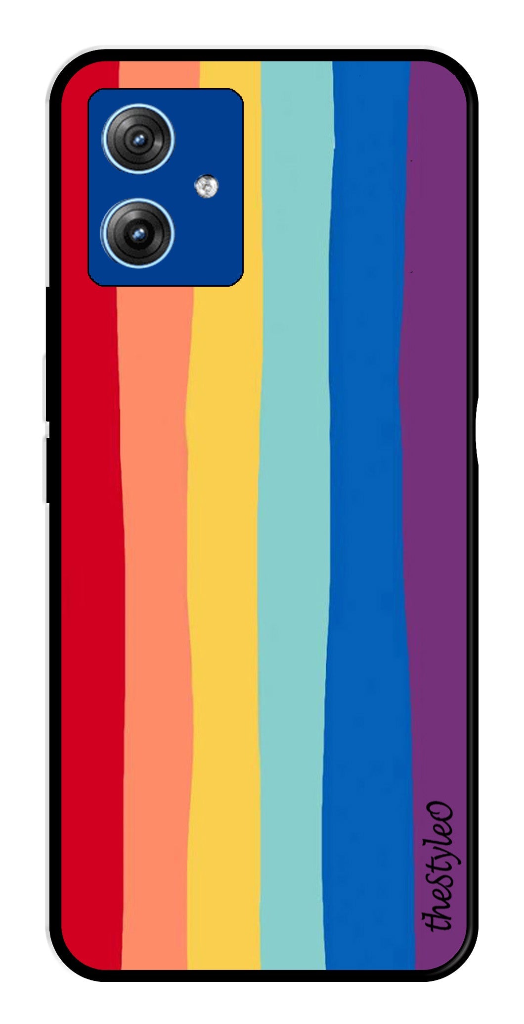 Rainbow MultiColor Metal Mobile Case for Moto G14 (Design No -03)