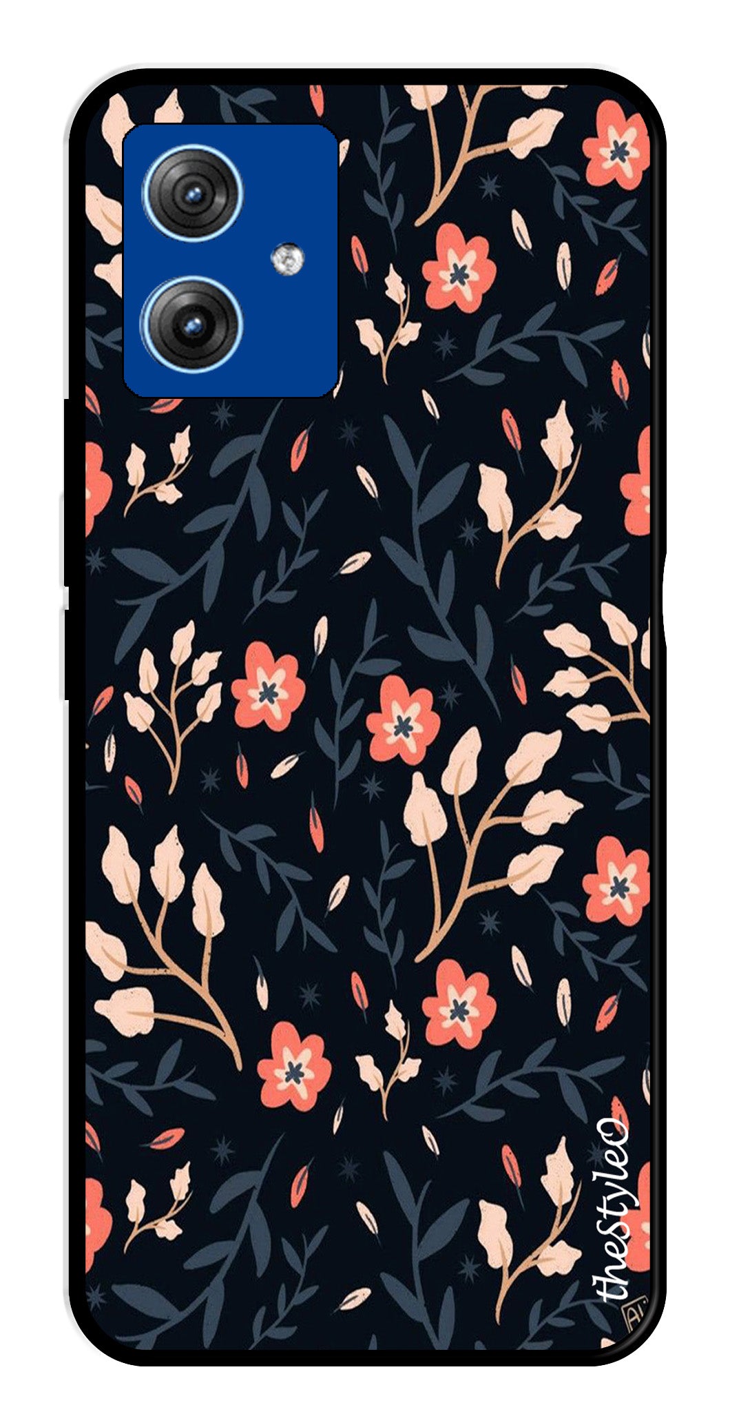 Floral Pattern Metal Mobile Case for Moto G14 (Design No -10)