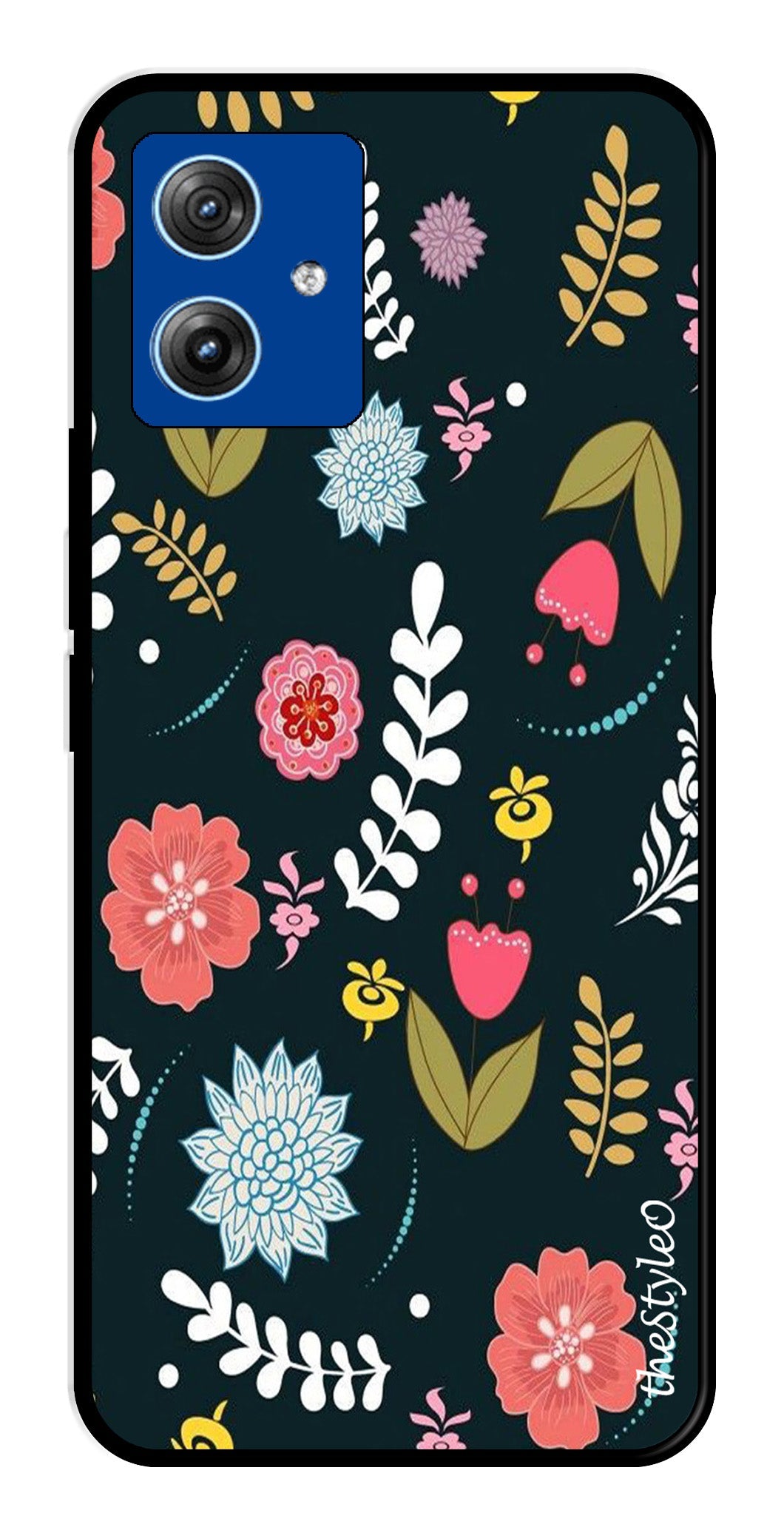 Floral Pattern2 Metal Mobile Case for Moto G14 (Design No -12)