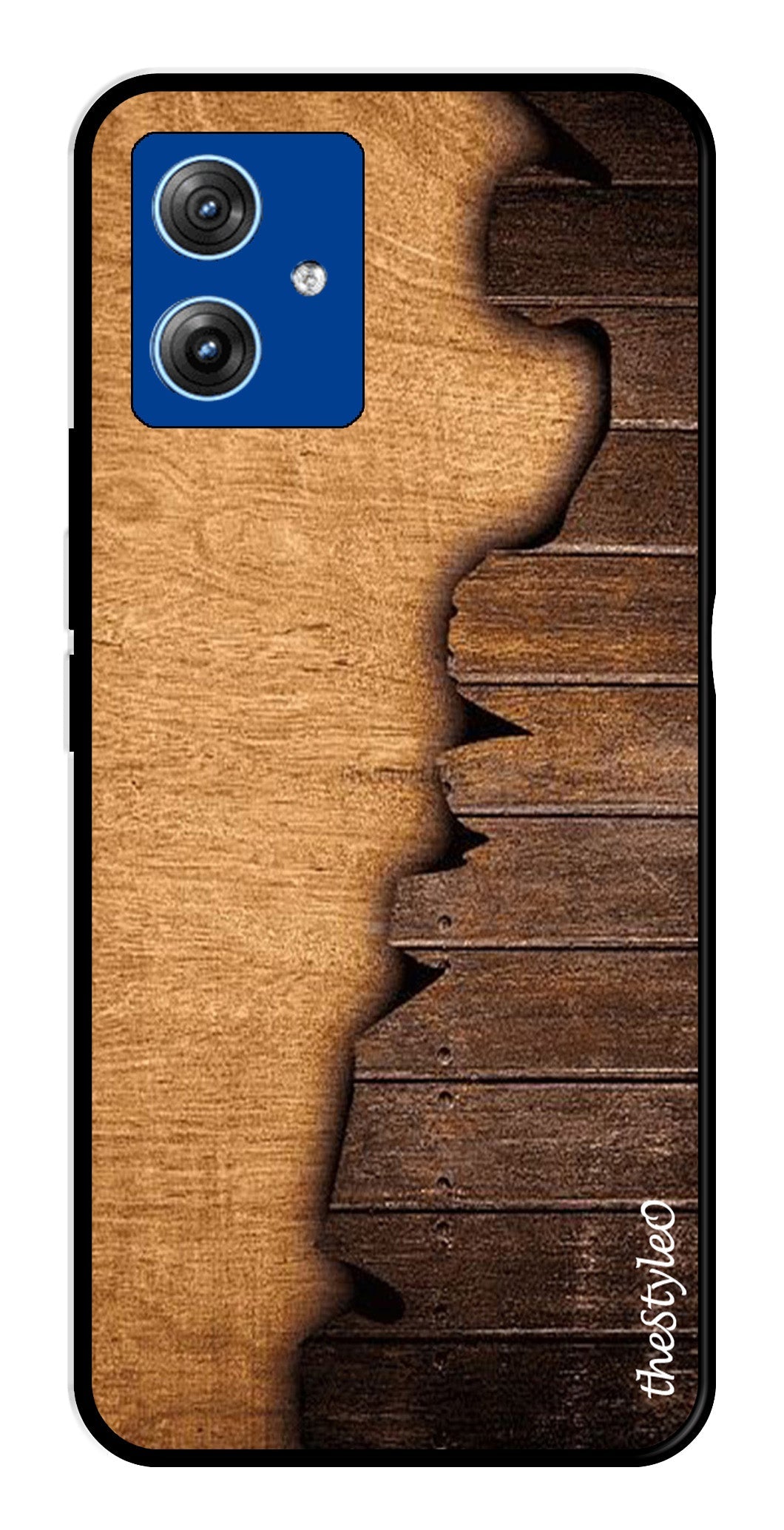 Wooden Design Metal Mobile Case for Moto G14 (Design No -13)