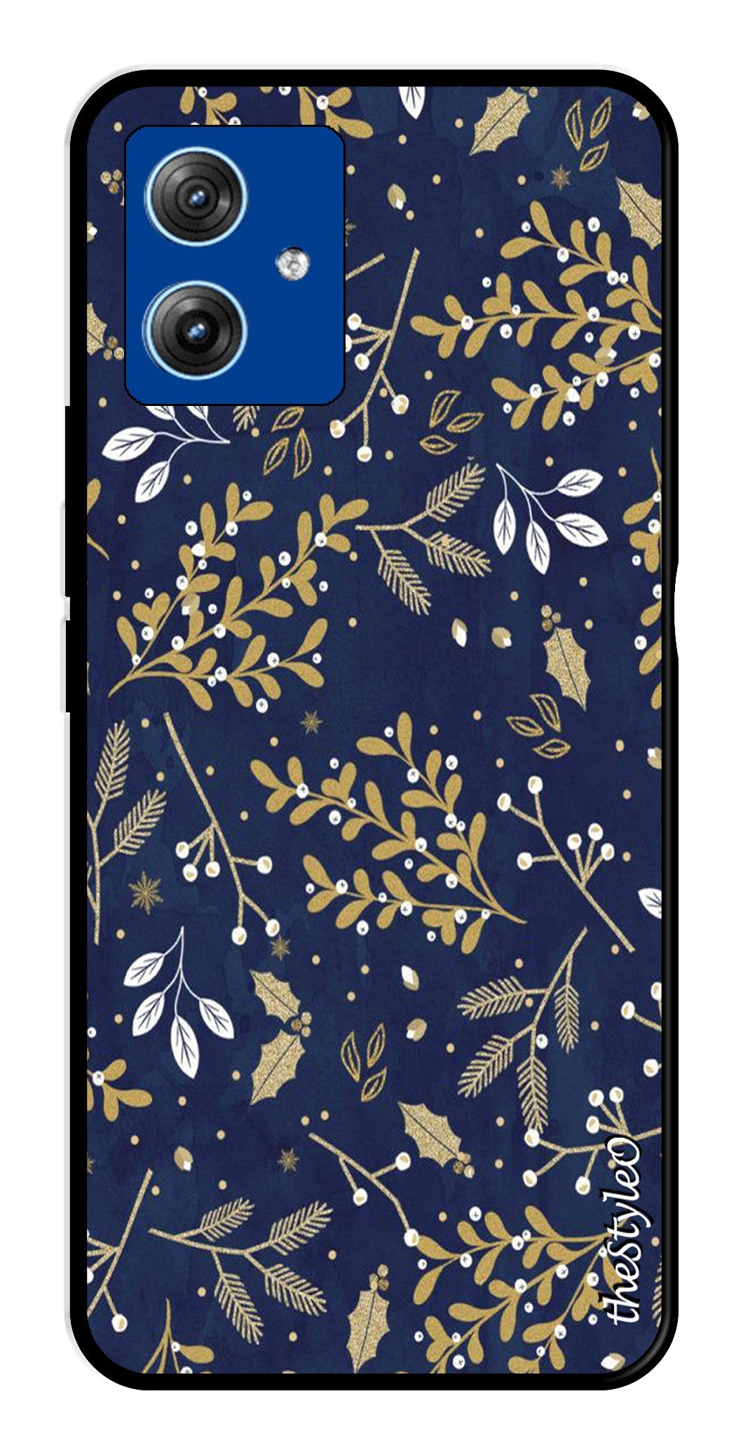 Leaves Design Metal Mobile Case for Moto G14 (Design No -51)