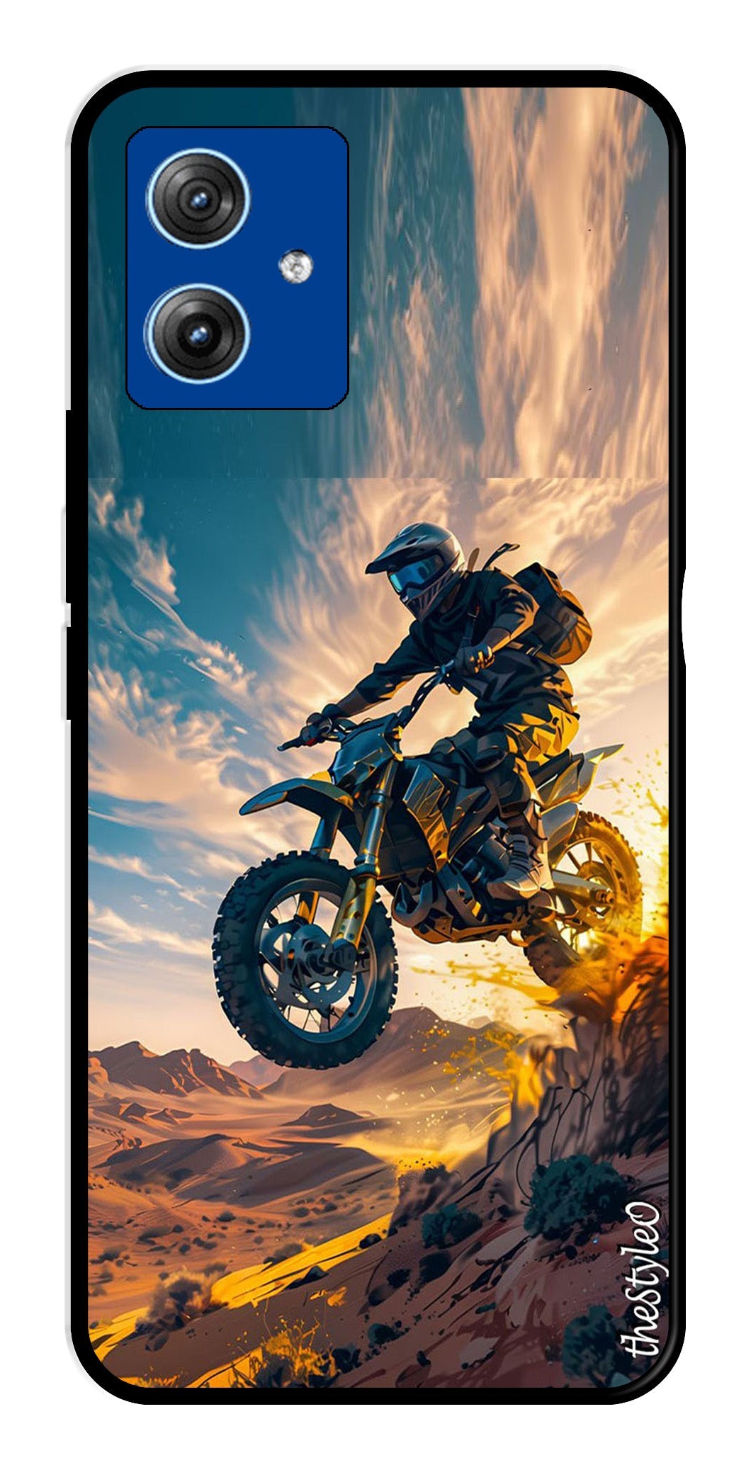 Bike Rider Metal Mobile Case for Moto G14 (Design No -59)