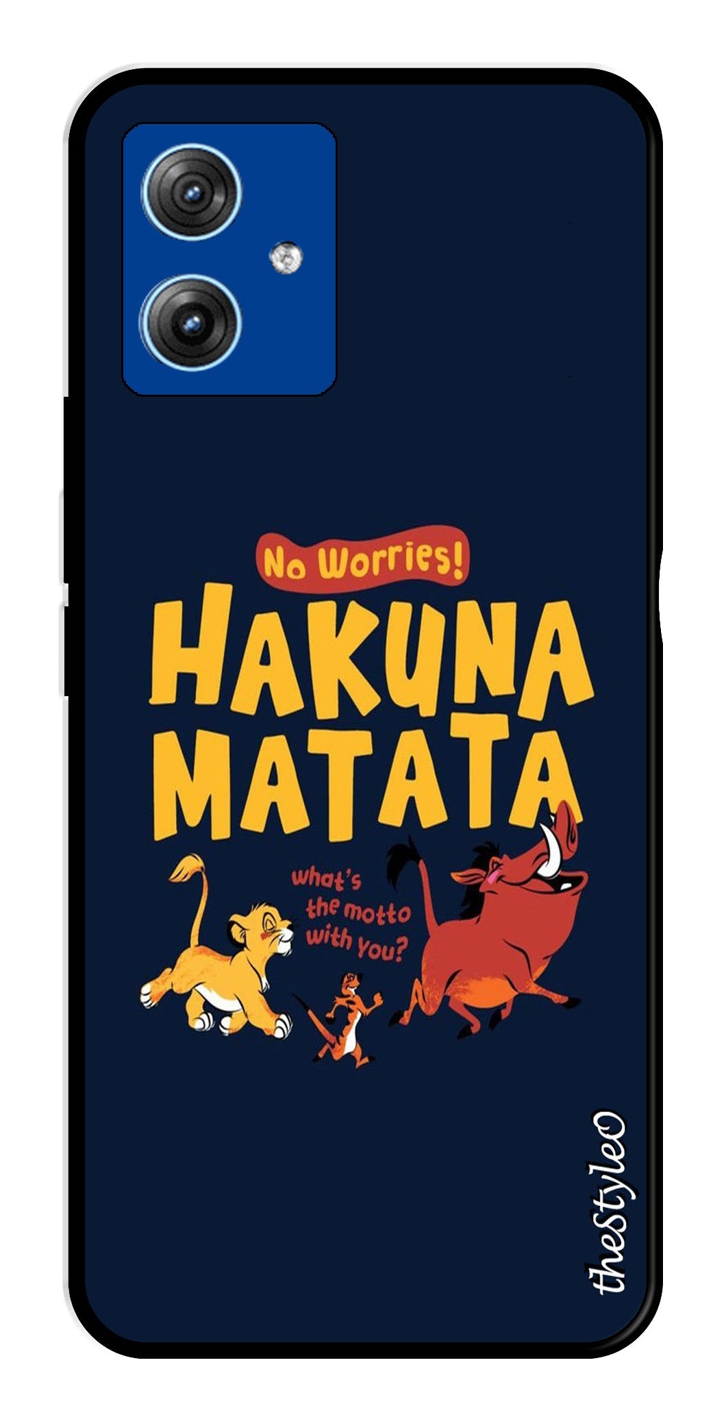 Hakuna Matata Metal Mobile Case for Moto G14 (Design No -62)