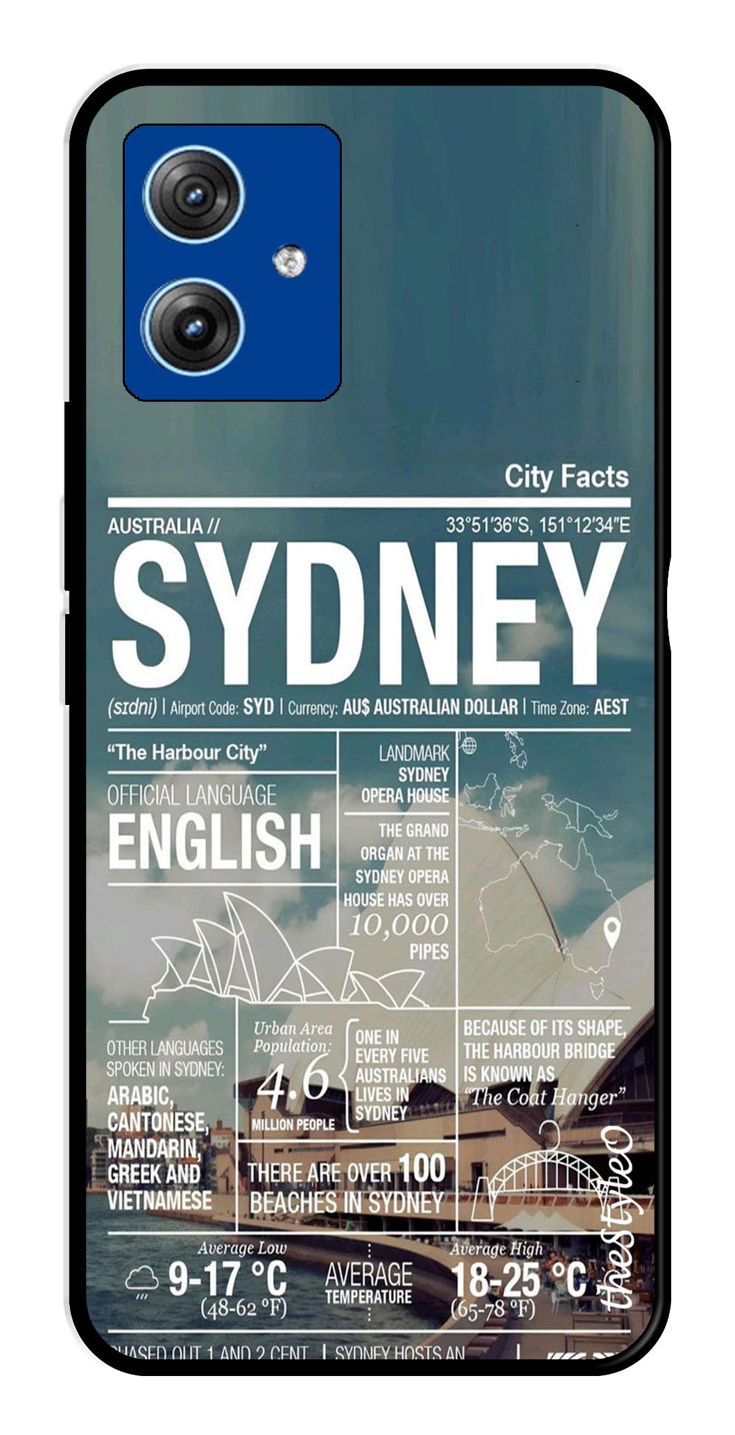 Sydney Metal Mobile Case for Moto G14 (Design No -69)