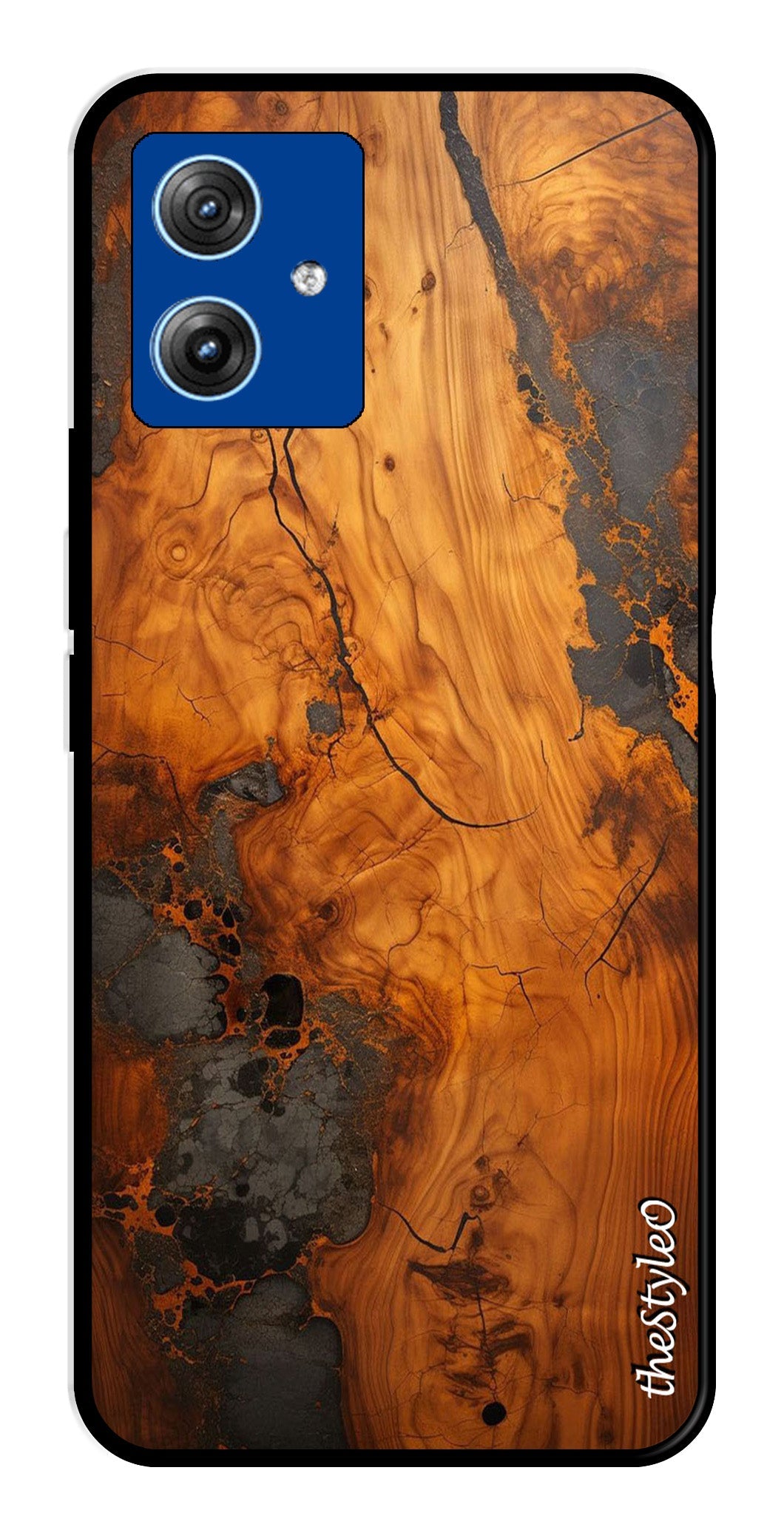 Wooden Design Metal Mobile Case for Moto G14 (Design No -74)