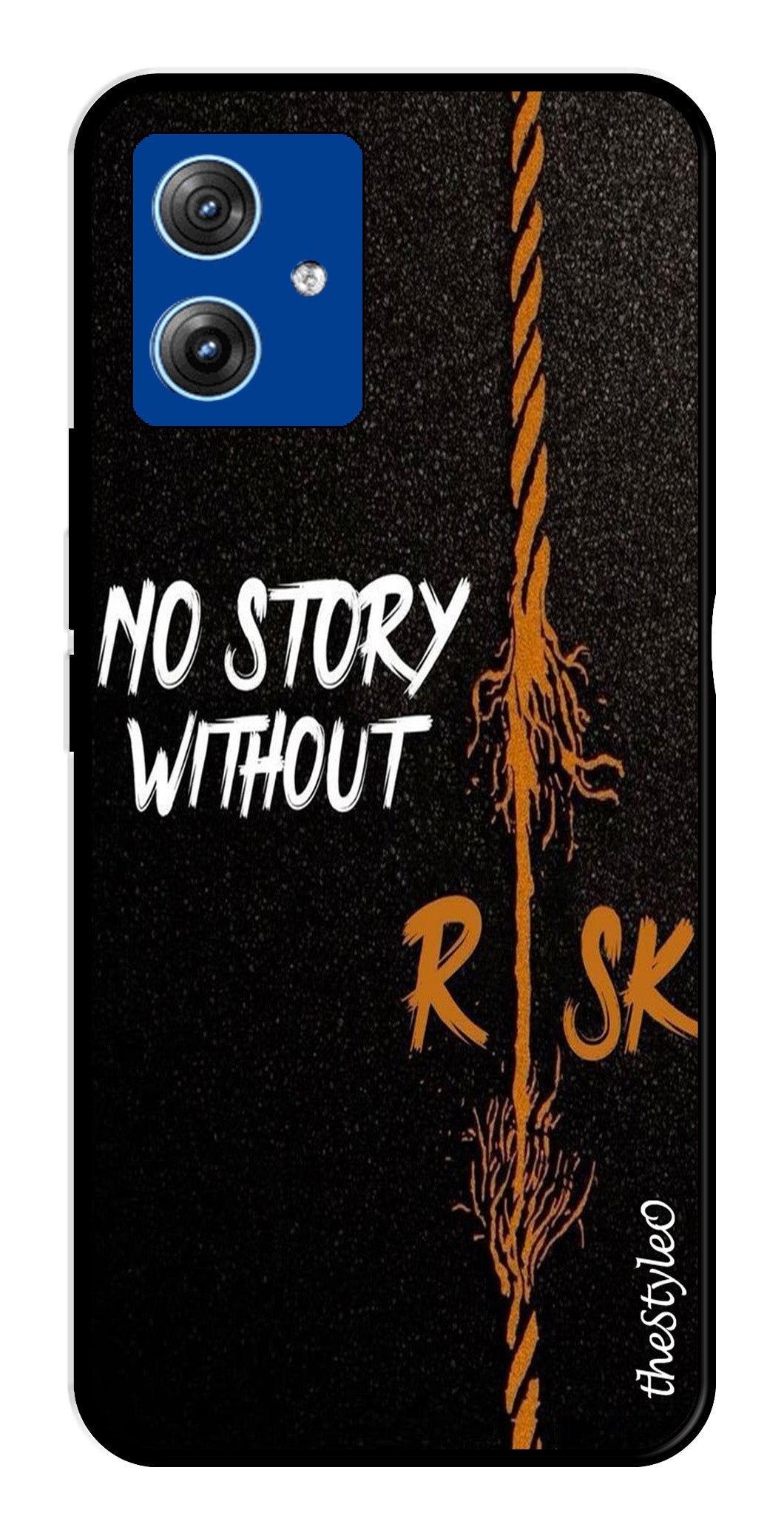 No Story without Risk Metal Mobile Case for Moto G14 (Design No -82)