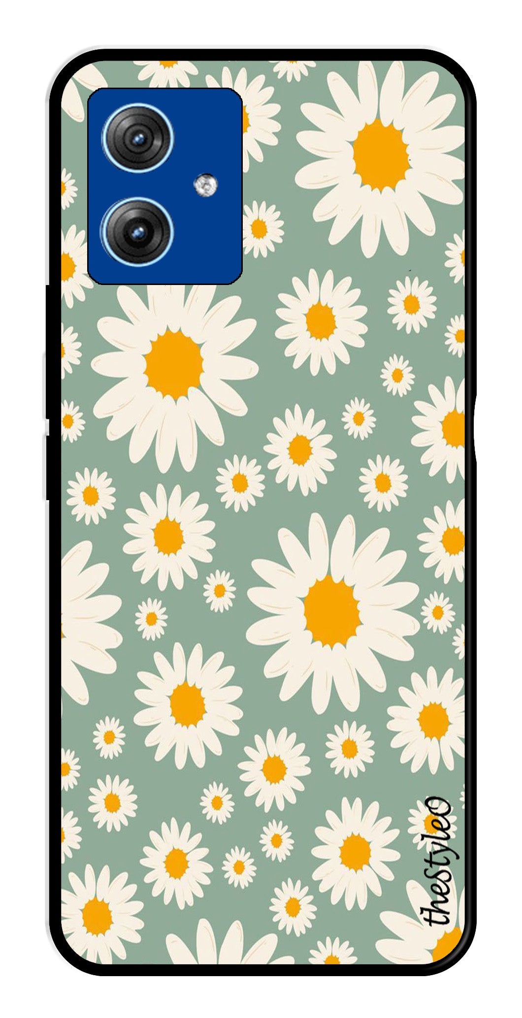 Floral Design Metal Mobile Case for Moto G14 (Design No -87)