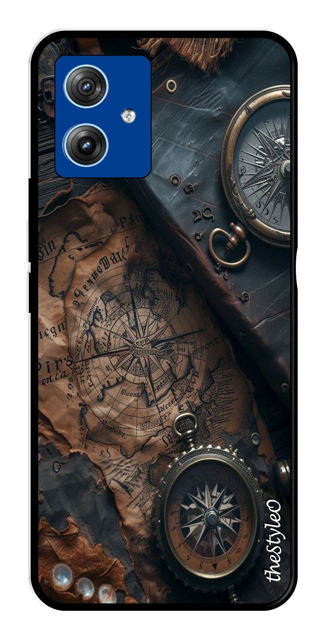 Vintage Compass Metal Mobile Case for Moto G14 (Design No -90)