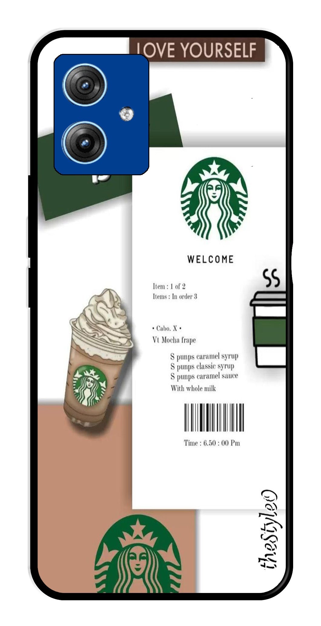 Starbucks Metal Mobile Case for Moto G14 (Design No -91)