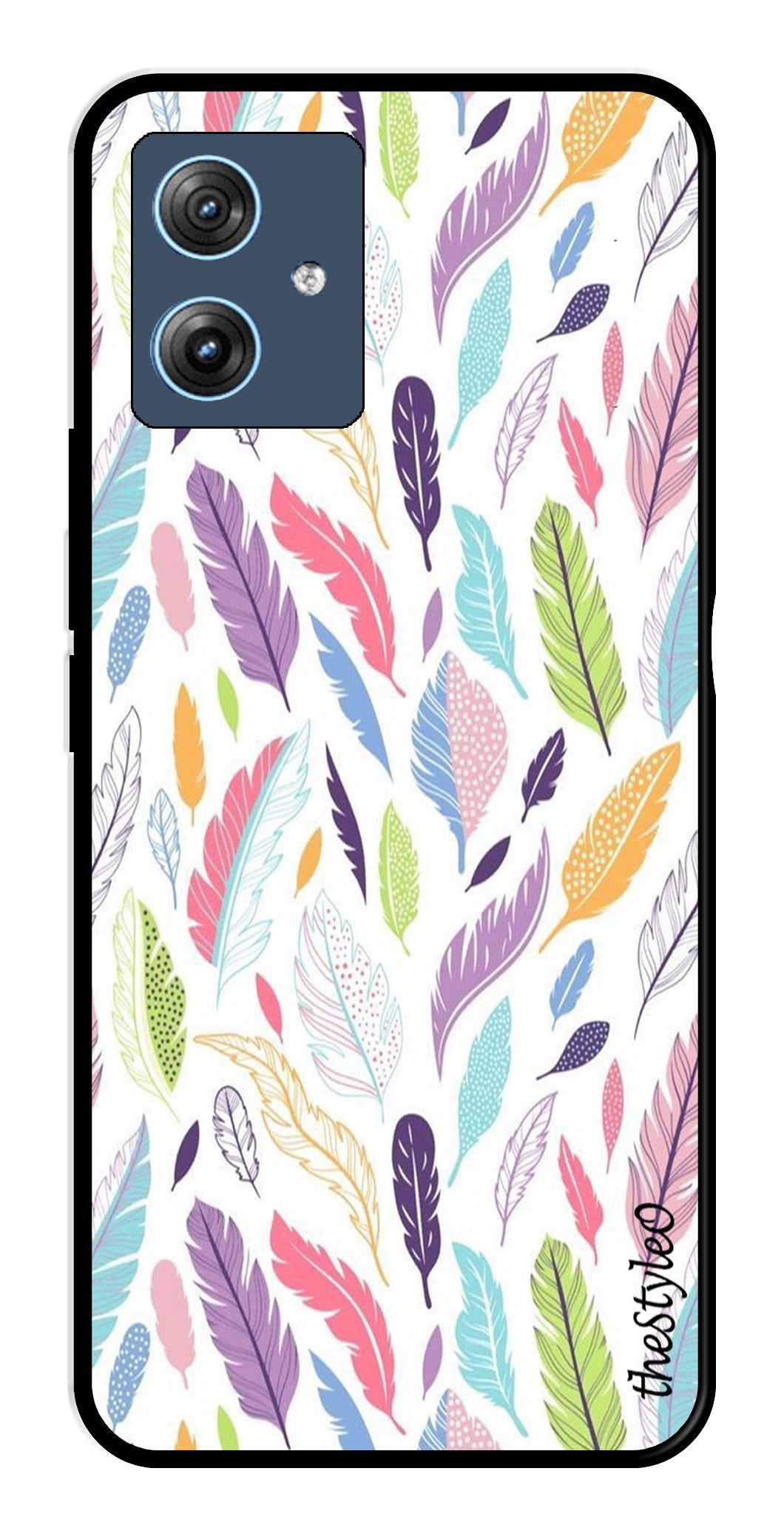 Colorful Feathers Metal Mobile Case for Moto G64 5G (Design No -06)