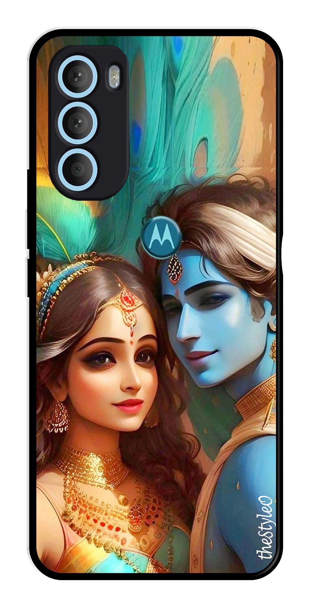 Lord Radha Krishna Metal Mobile Case for Moto G71 5G (Design No -01)