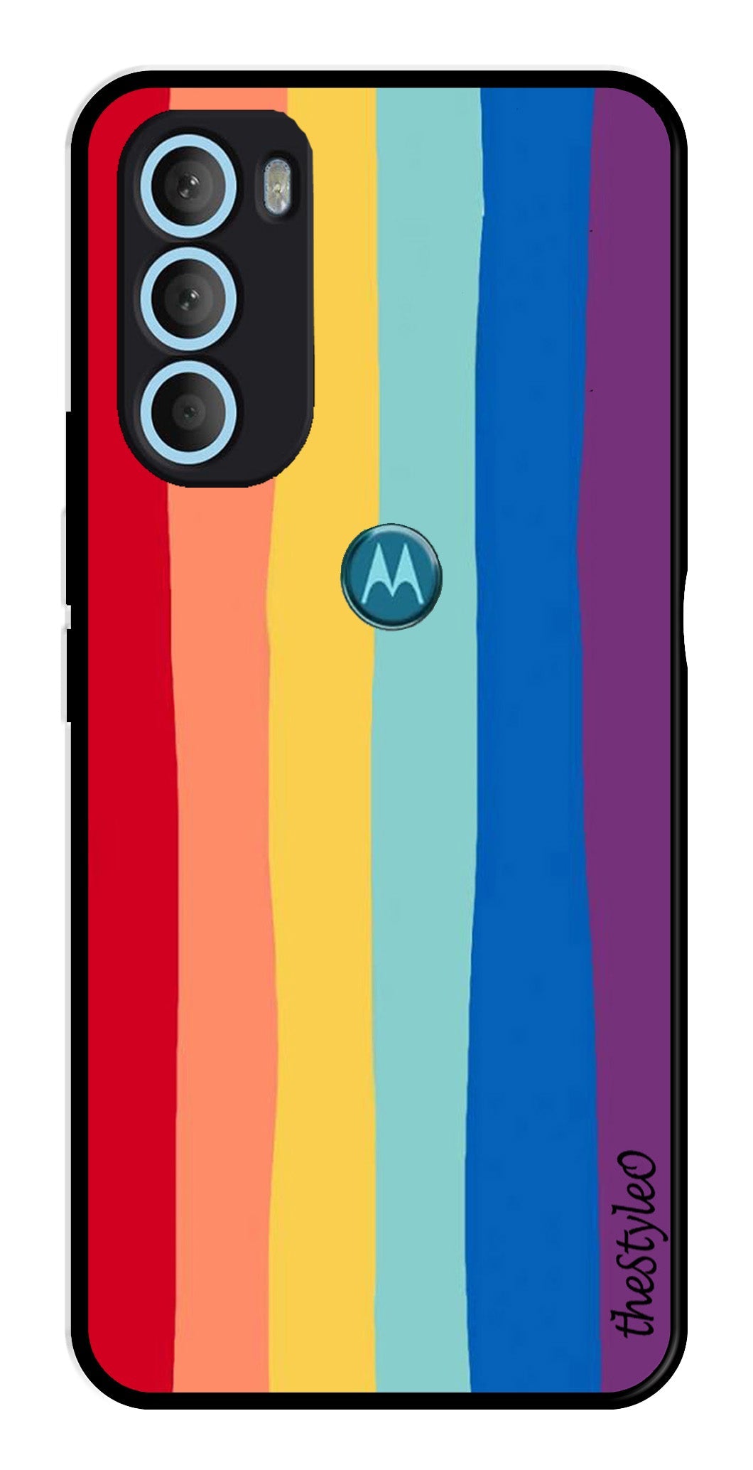 Rainbow MultiColor Metal Mobile Case for Moto G71 5G (Design No -03)