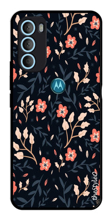 Floral Pattern Metal Mobile Case for Moto G71 5G