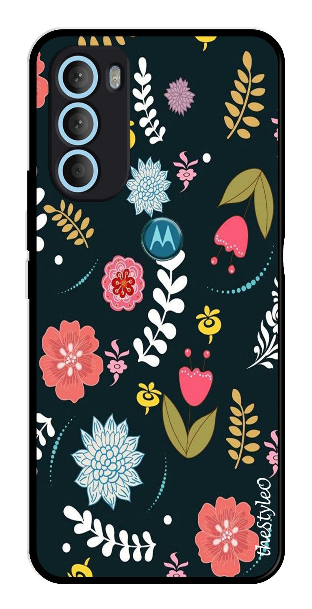 Floral Pattern2 Metal Mobile Case for Moto G71 5G (Design No -12)