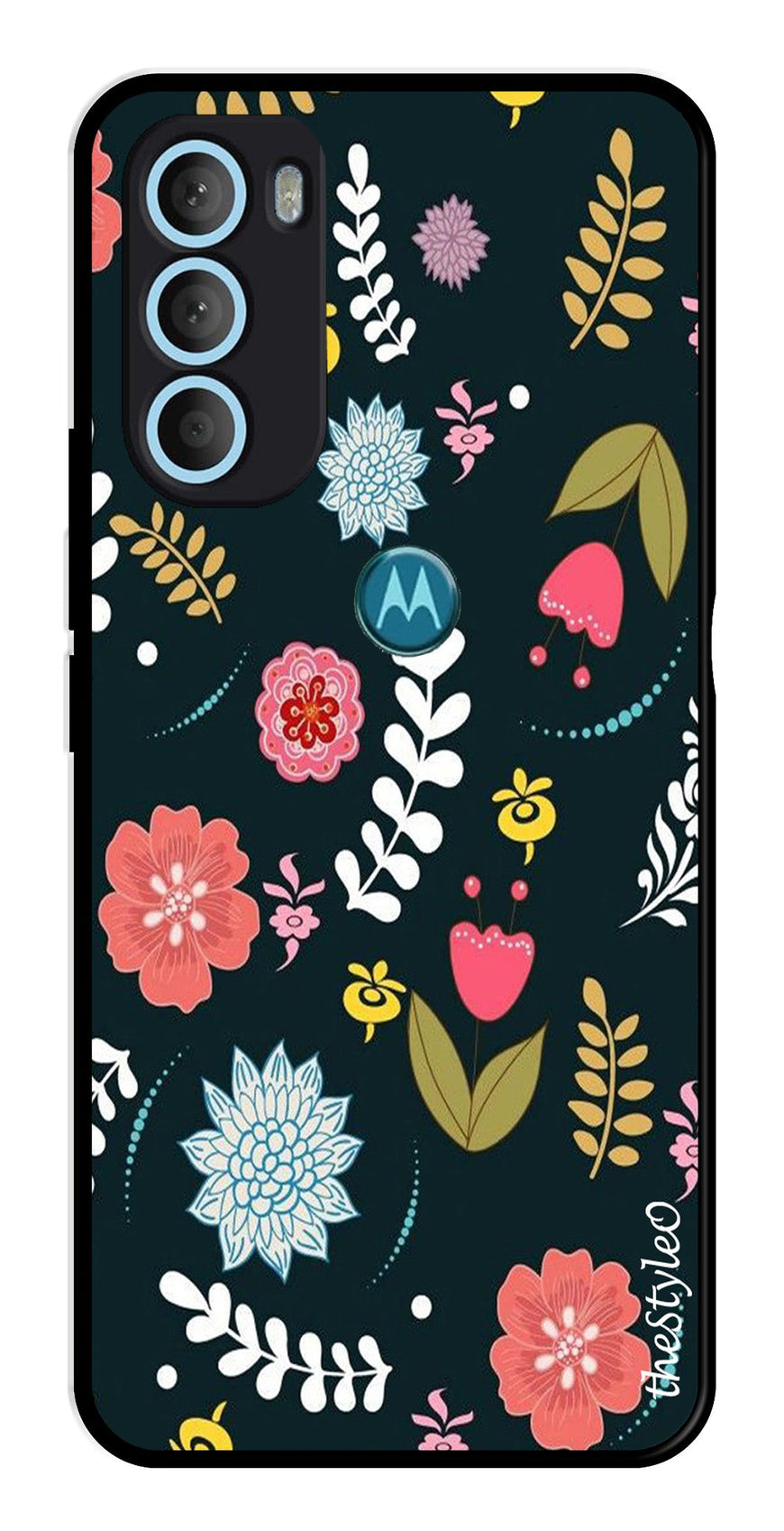 Floral Pattern2 Metal Mobile Case for Moto G71 5G (Design No -12)