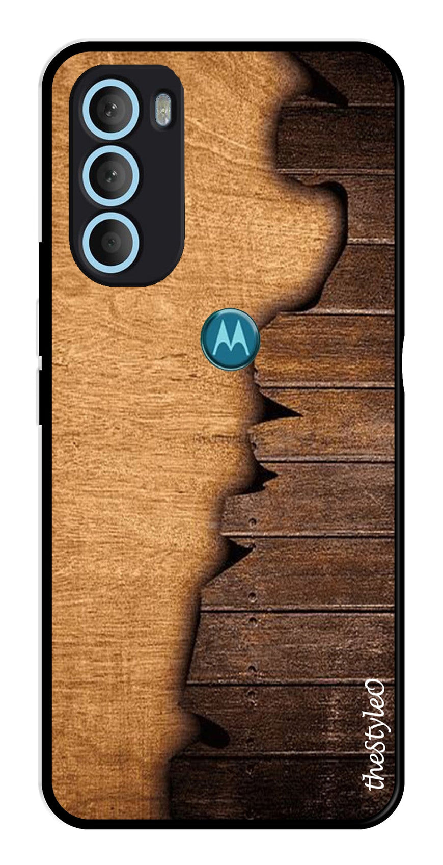 Wooden Design Metal Mobile Case for Moto G71 5G (Design No -13)