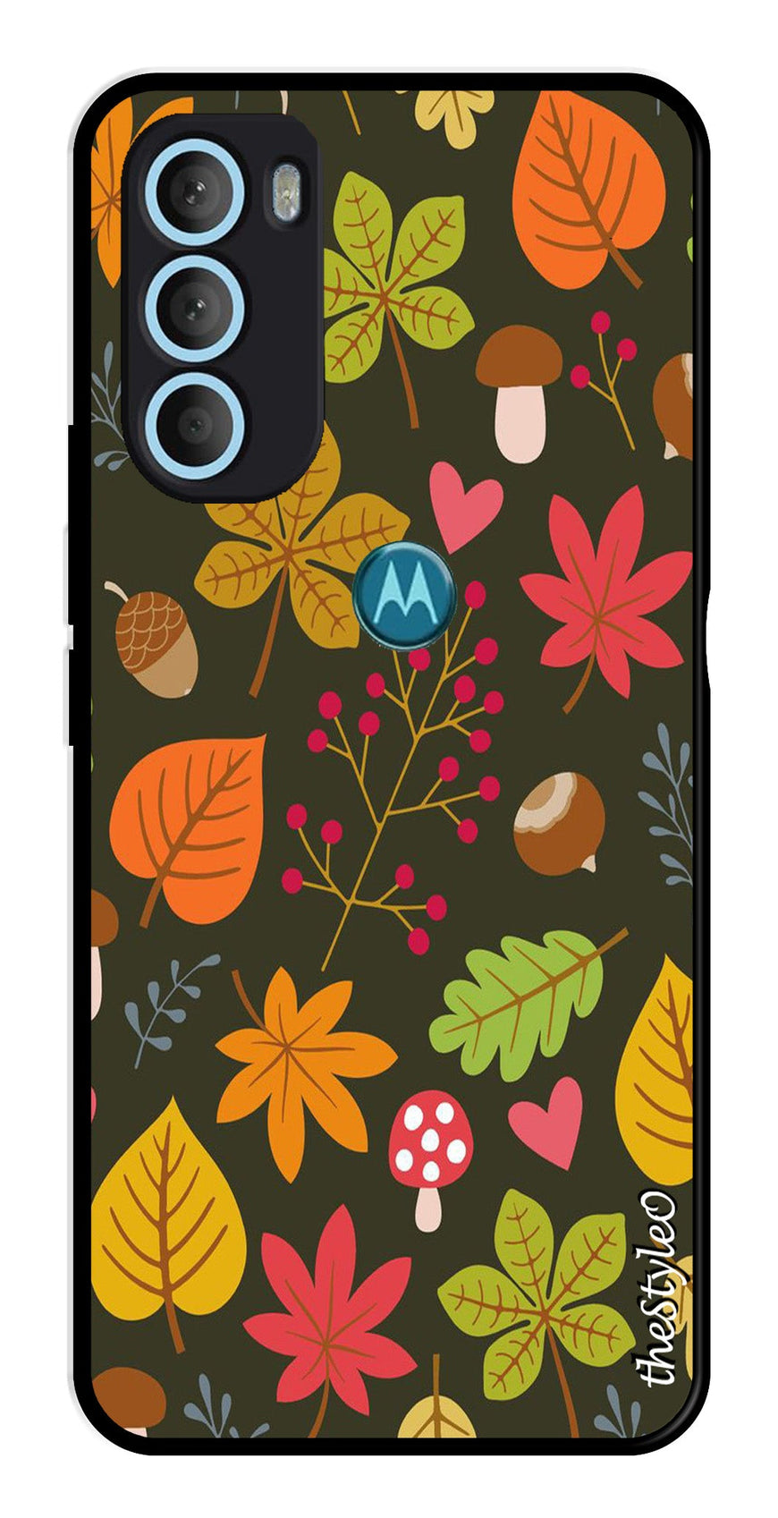 Flower Leaves Design Metal Mobile Case for Moto G71 5G (Design No -50)