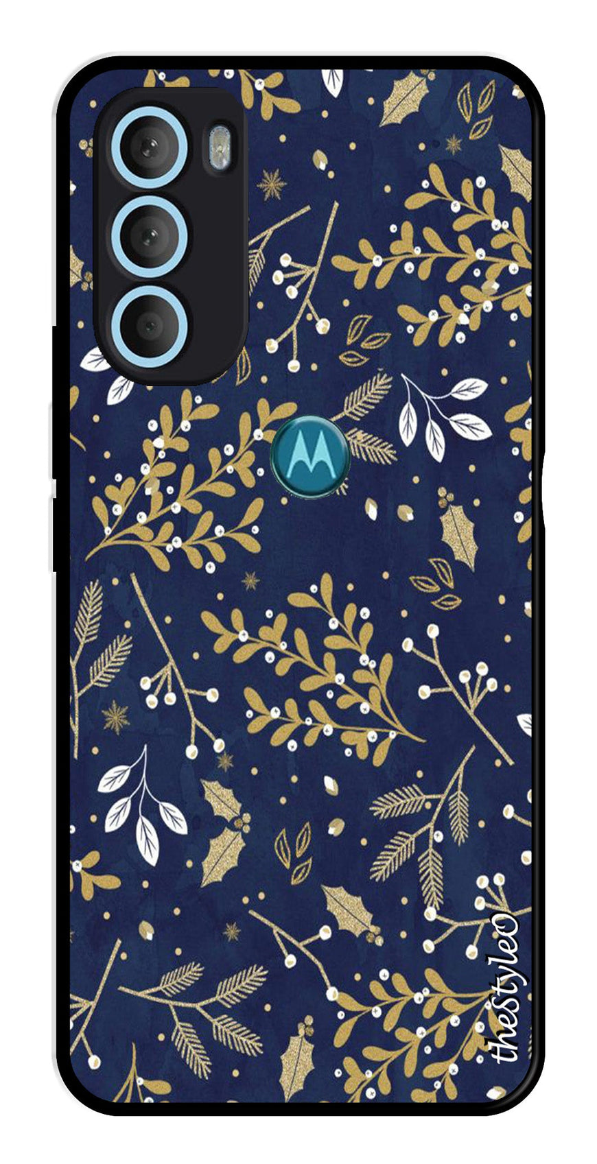 Leaves Design Metal Mobile Case for Moto G71 5G (Design No -51)