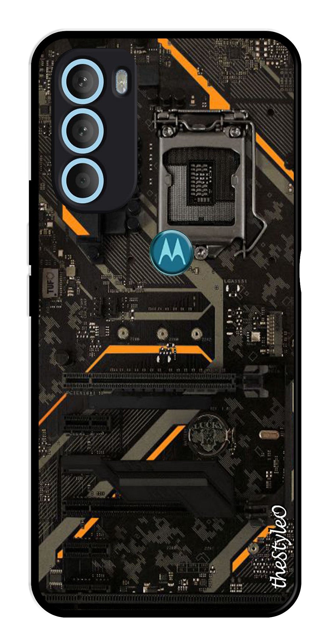 Circuit Design Metal Mobile Case for Moto G71 5G (Design No -63)