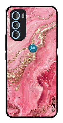 Pink Marble Metal Mobile Case for Moto G71 5G