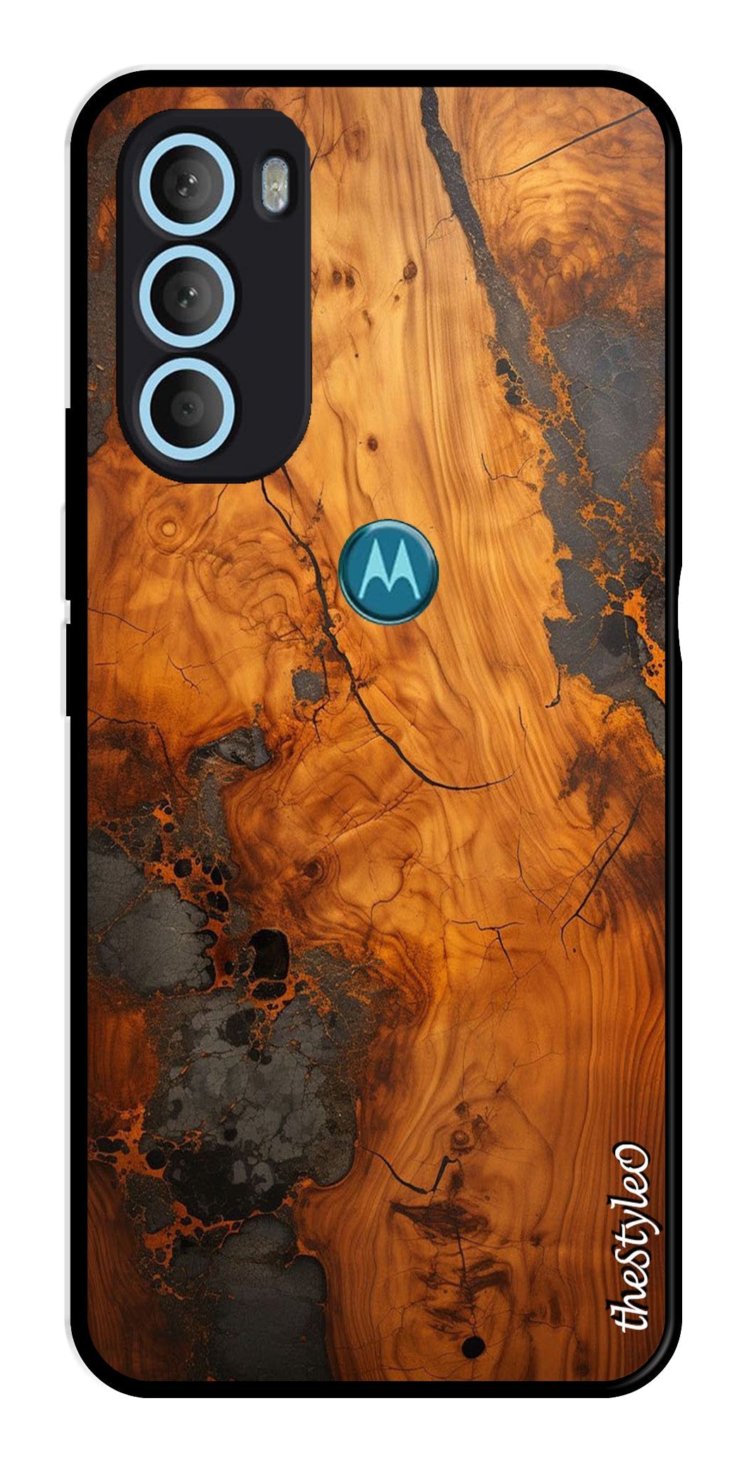 Wooden Design Metal Mobile Case for Moto G71 5G (Design No -74)