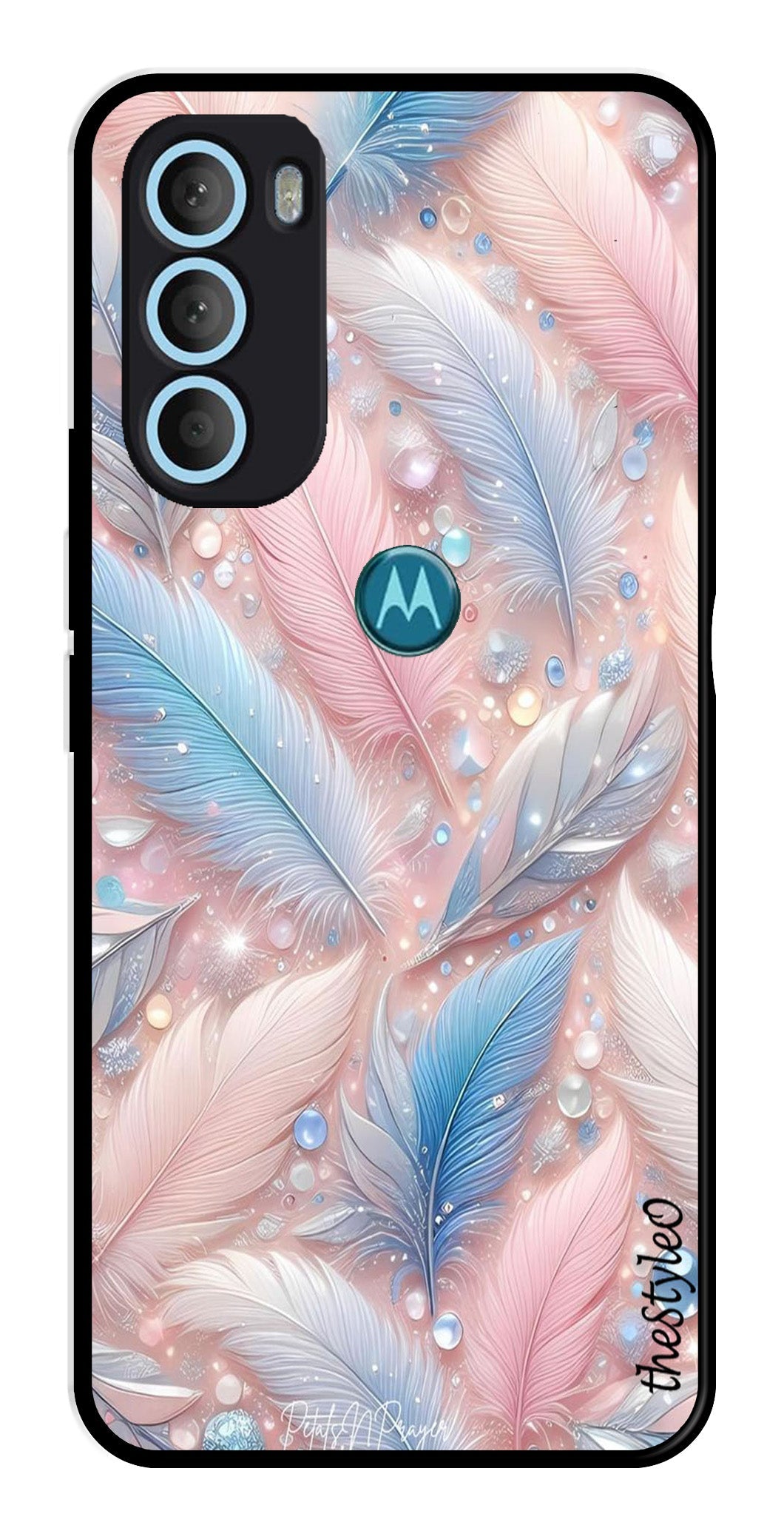 Feather Design Metal Mobile Case for Moto G71 5G (Design No -85)