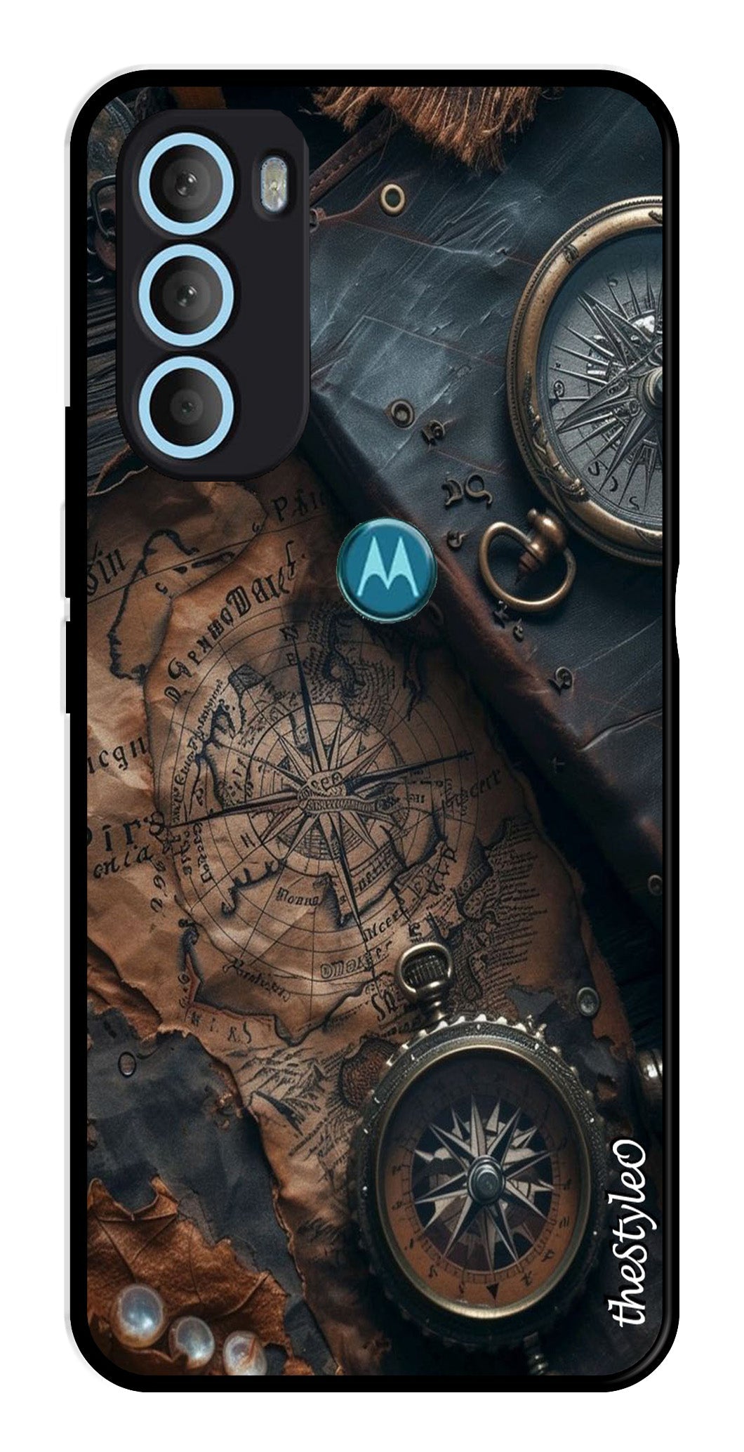 Vintage Compass Metal Mobile Case for Moto G71 5G (Design No -90)