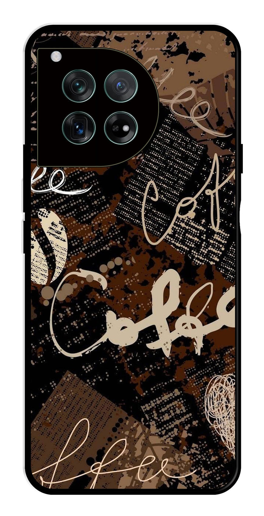 Coffee Pattern Metal Mobile Case for OnePlus 12R 5G Metal Case