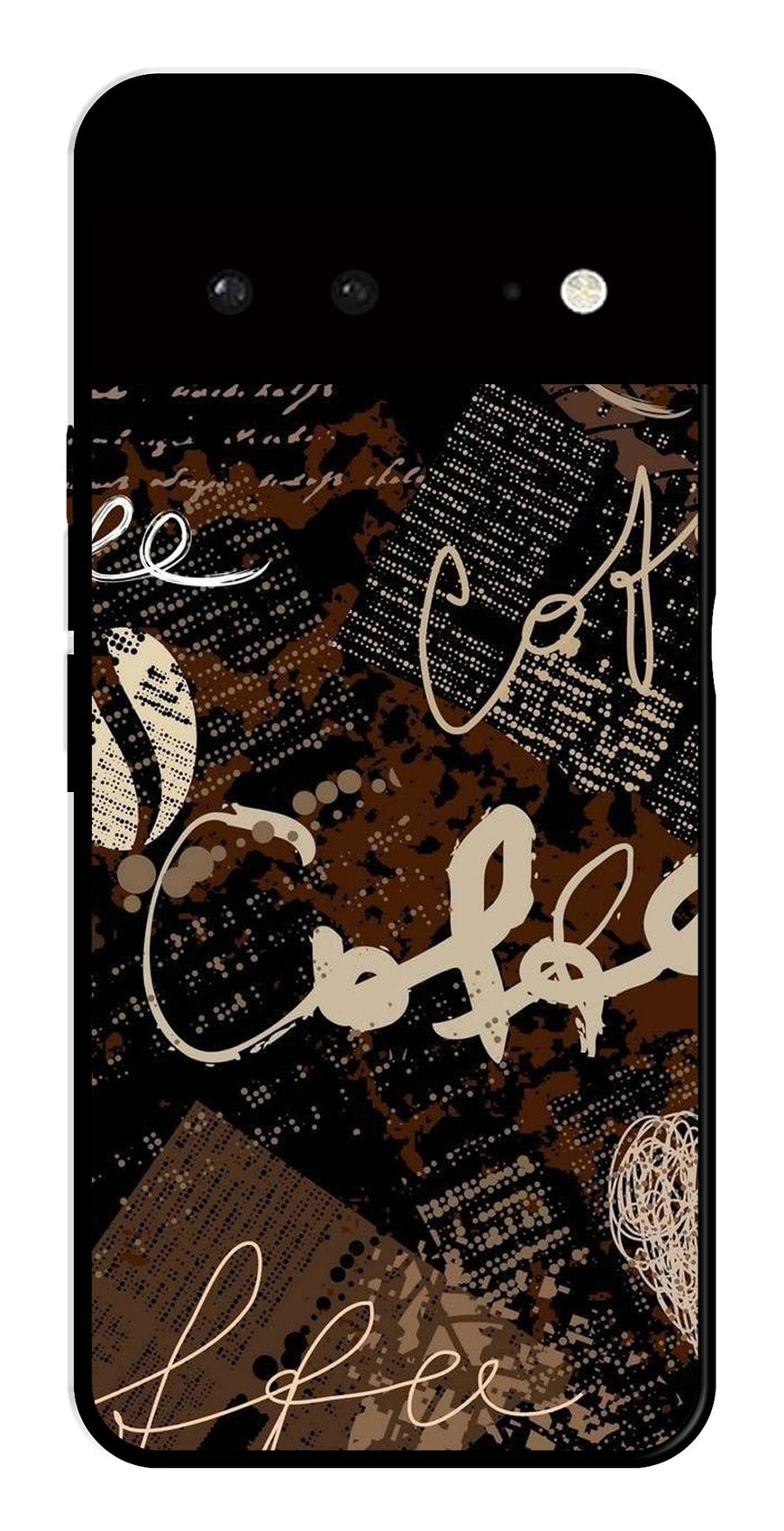 Coffee Pattern Metal Mobile Case for Google Pixel 6 5G   (Design No -37)