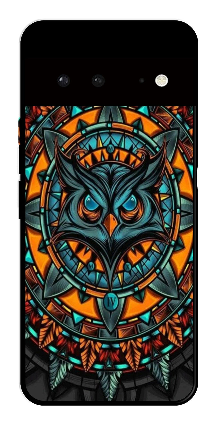 Owl Pattern Metal Mobile Case for Google Pixel 6 5G   (Design No -42)