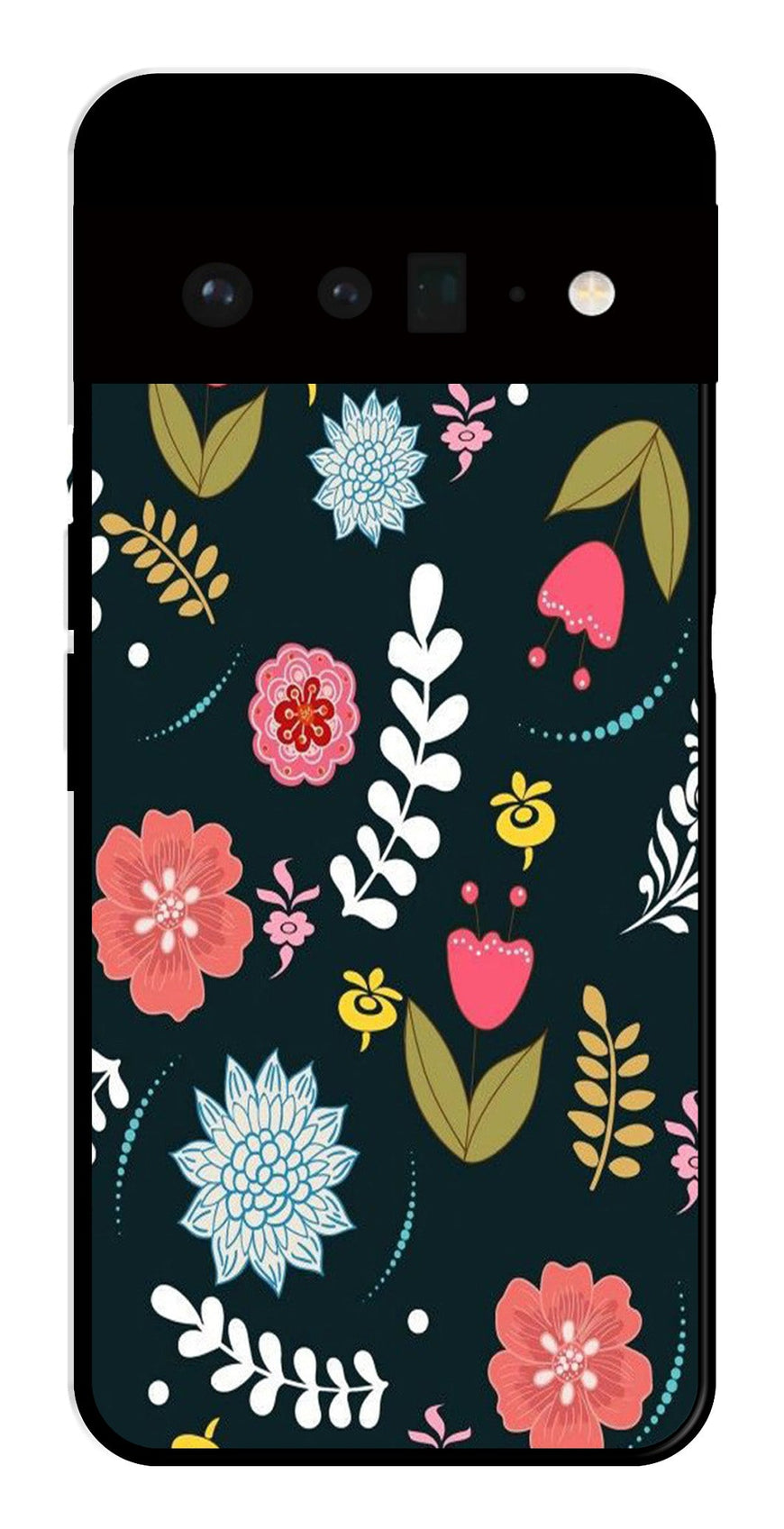 Floral Pattern2 Metal Mobile Case for Google Pixel 6 Pro 5G   (Design No -12)