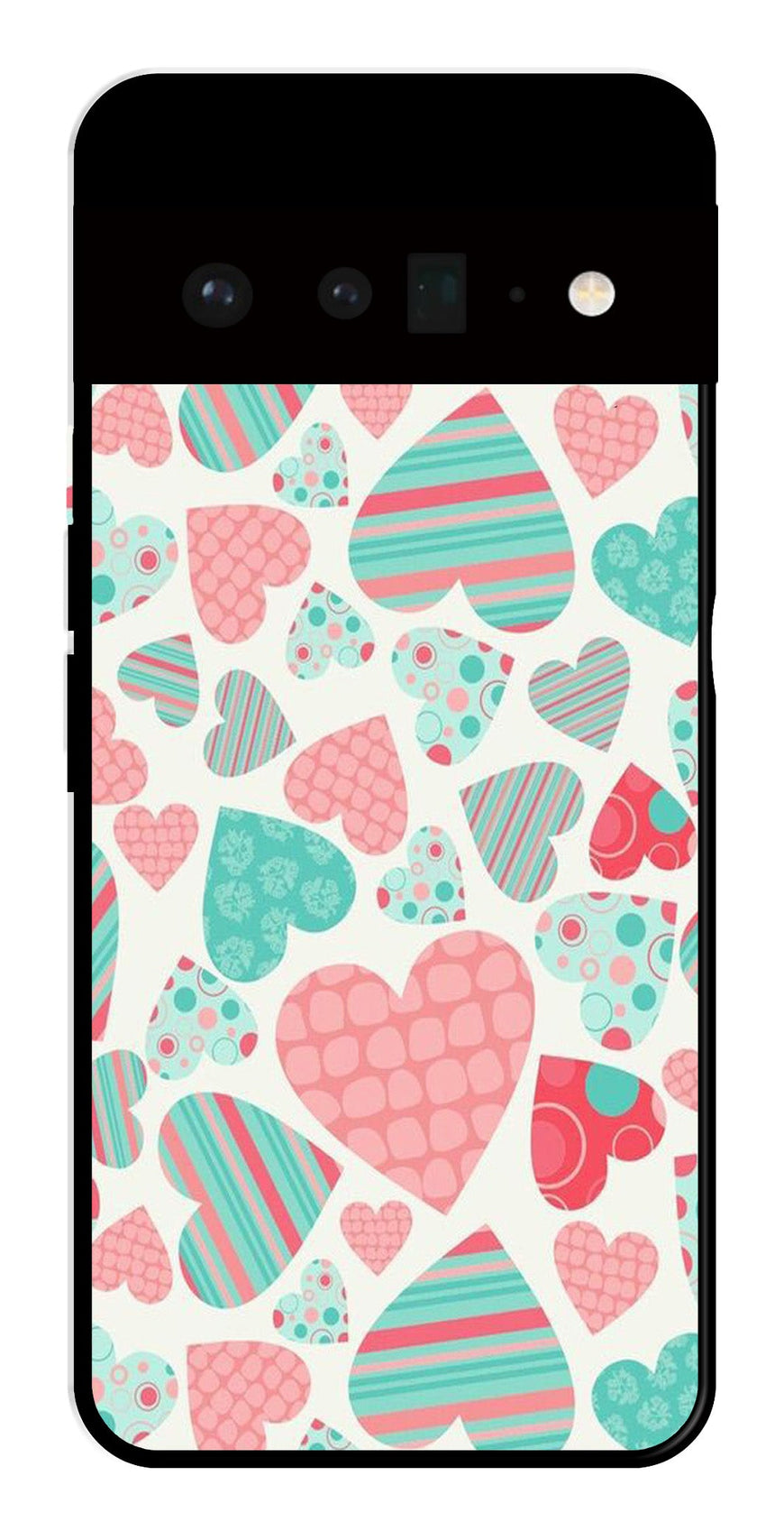 Hearts Pattern Metal Mobile Case for Google Pixel 6 Pro 5G   (Design No -22)