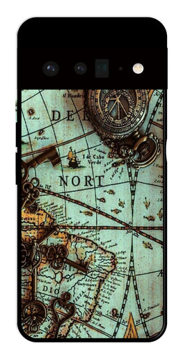 Map Design Metal Mobile Case for Google Pixel 6 Pro 5G   (Design No -54)