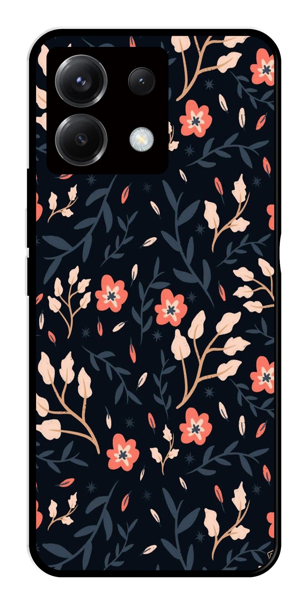 Floral Pattern Metal Mobile Case for Poco X6 5G   (Design No -10)