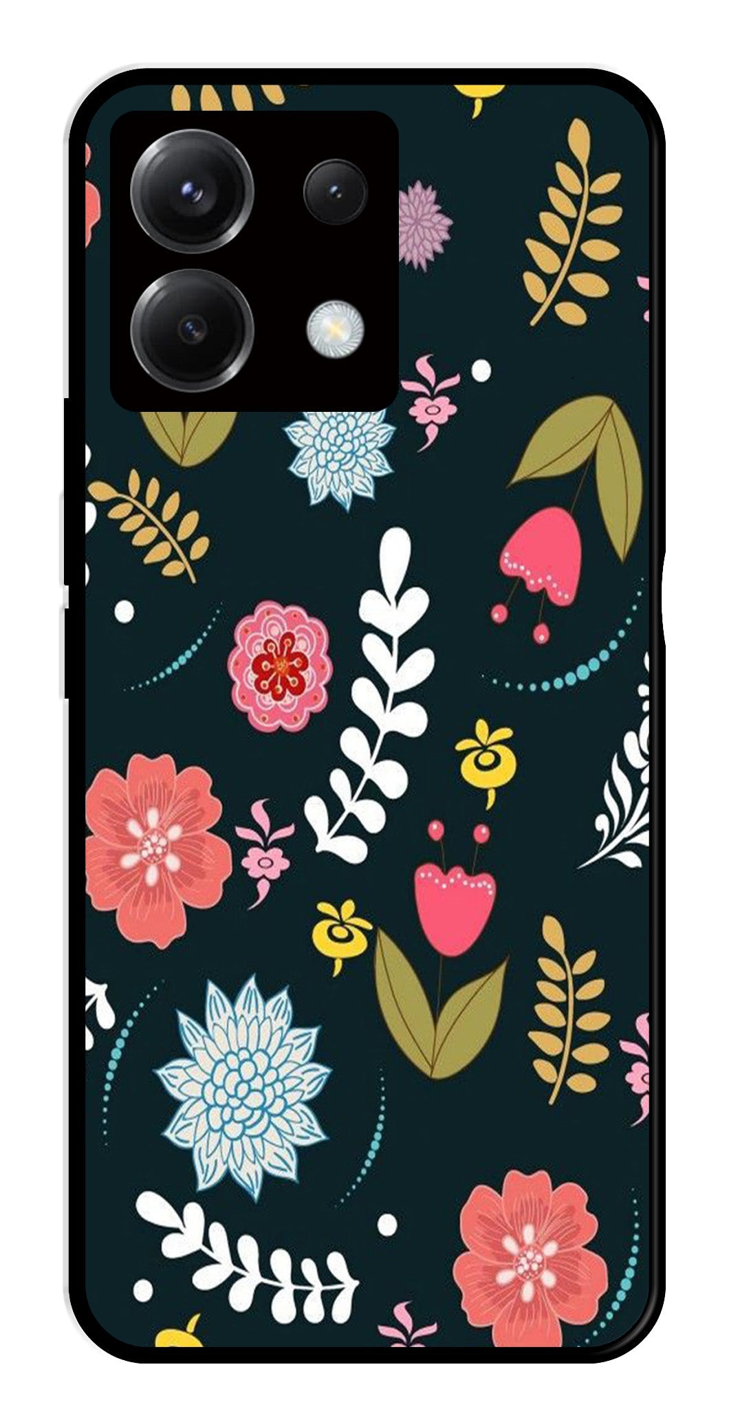 Floral Pattern2 Metal Mobile Case for Poco X6 5G   (Design No -12)