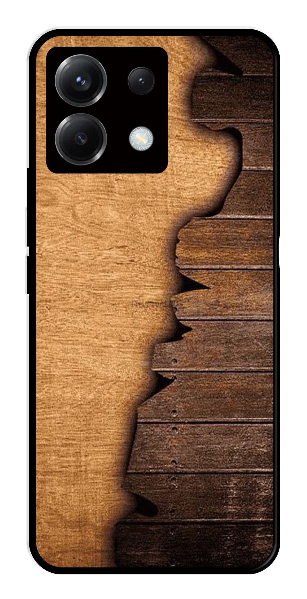 Wooden Design Metal Mobile Case for Poco X6 5G   (Design No -13)