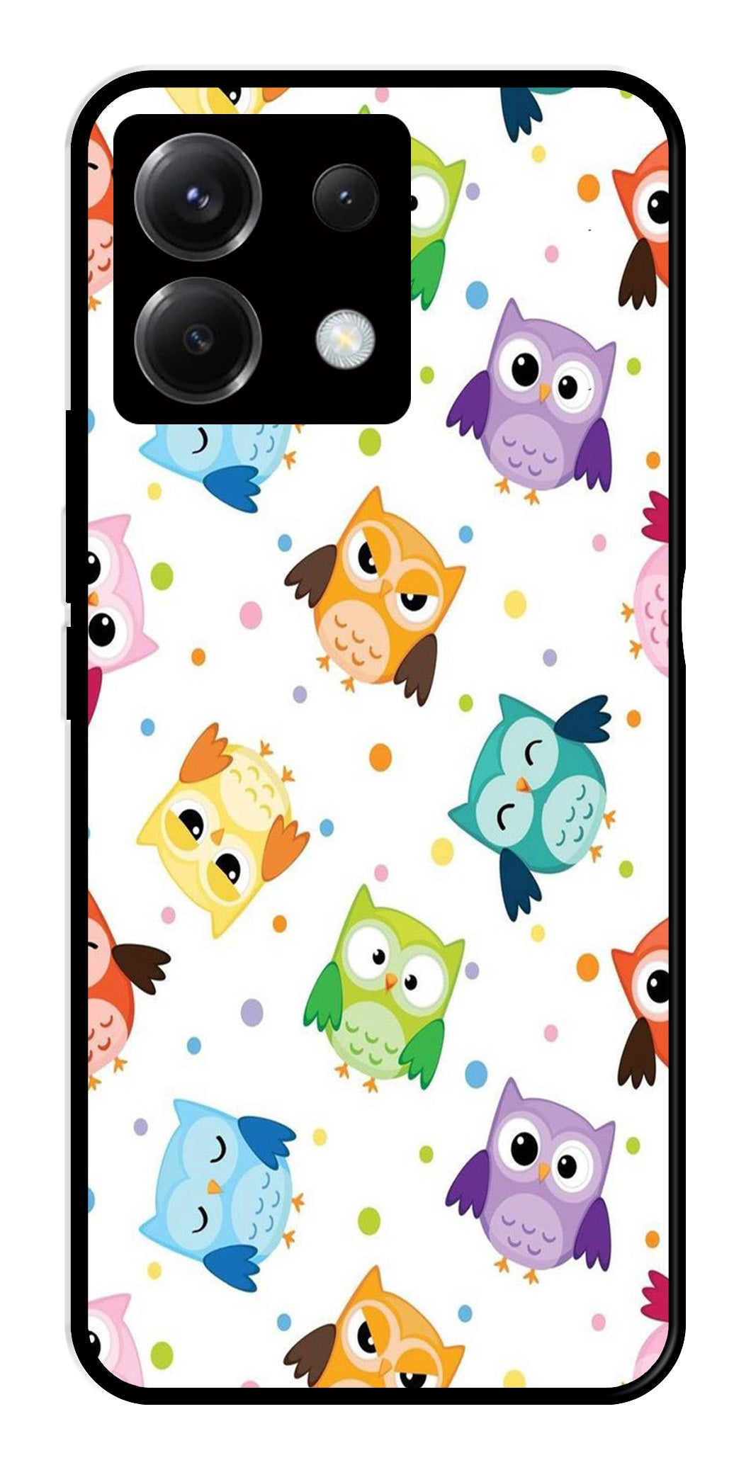 Owls Pattern Metal Mobile Case for Poco X6 5G   (Design No -20)