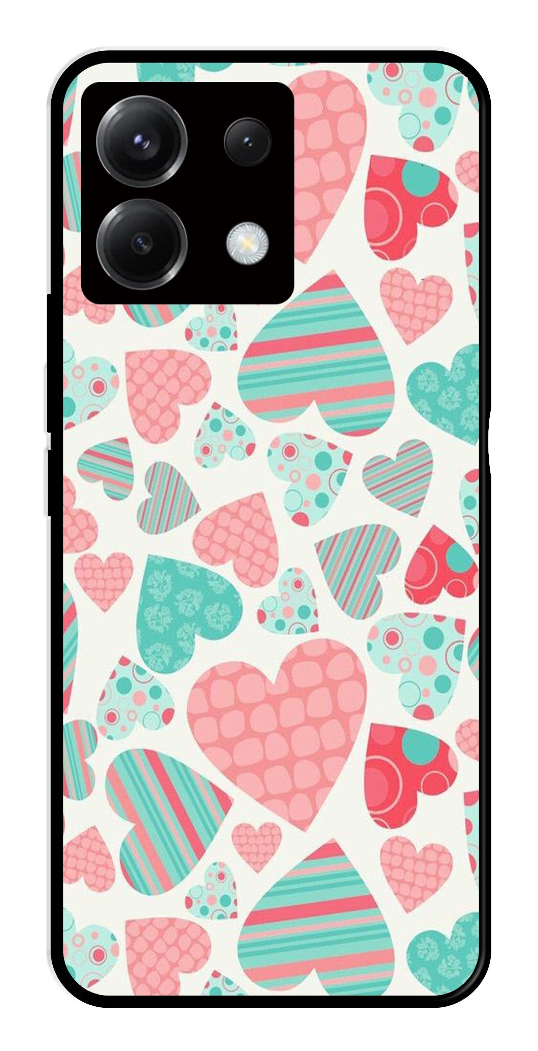 Hearts Pattern Metal Mobile Case for Poco X6 5G   (Design No -22)