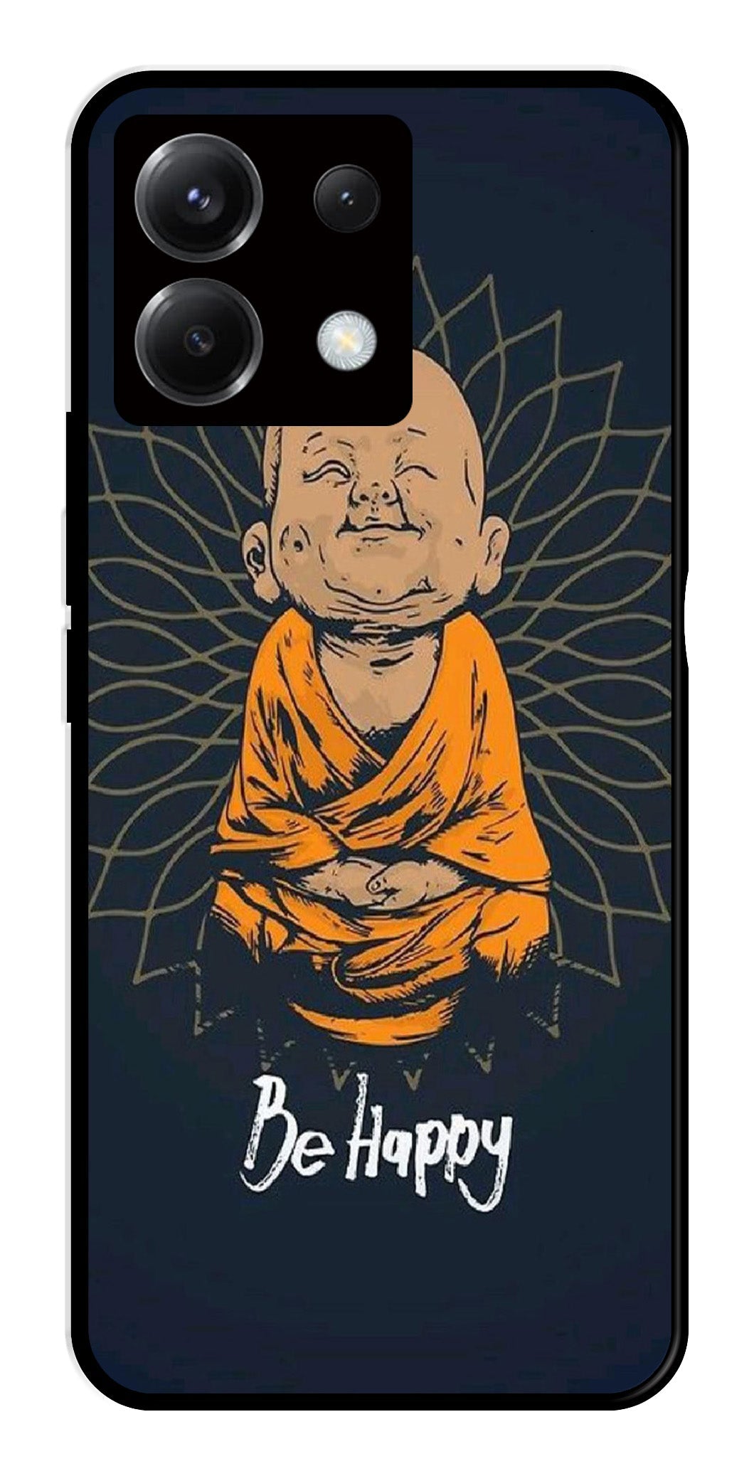 Be Happy Metal Mobile Case for Poco X6 5G   (Design No -27)