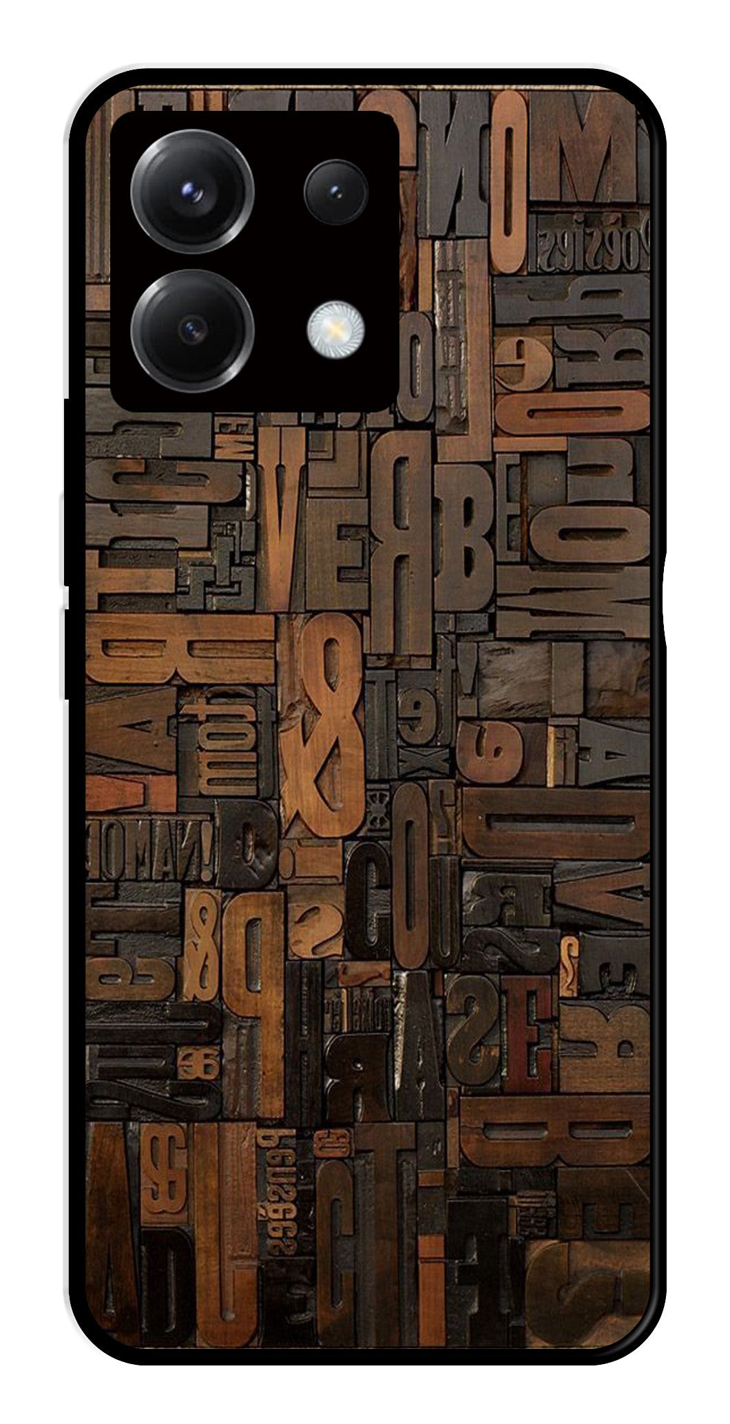 Alphabets Metal Mobile Case for Poco X6 5G   (Design No -32)