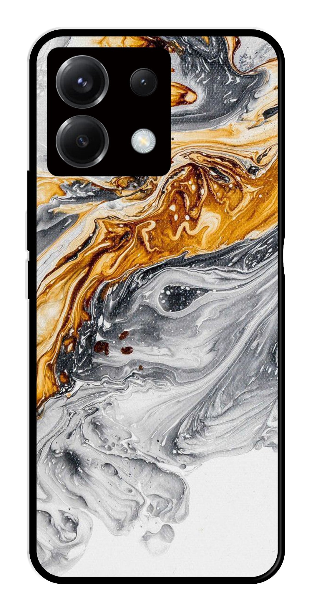 Marble Pattern Metal Mobile Case for Poco X6 5G   (Design No -36)