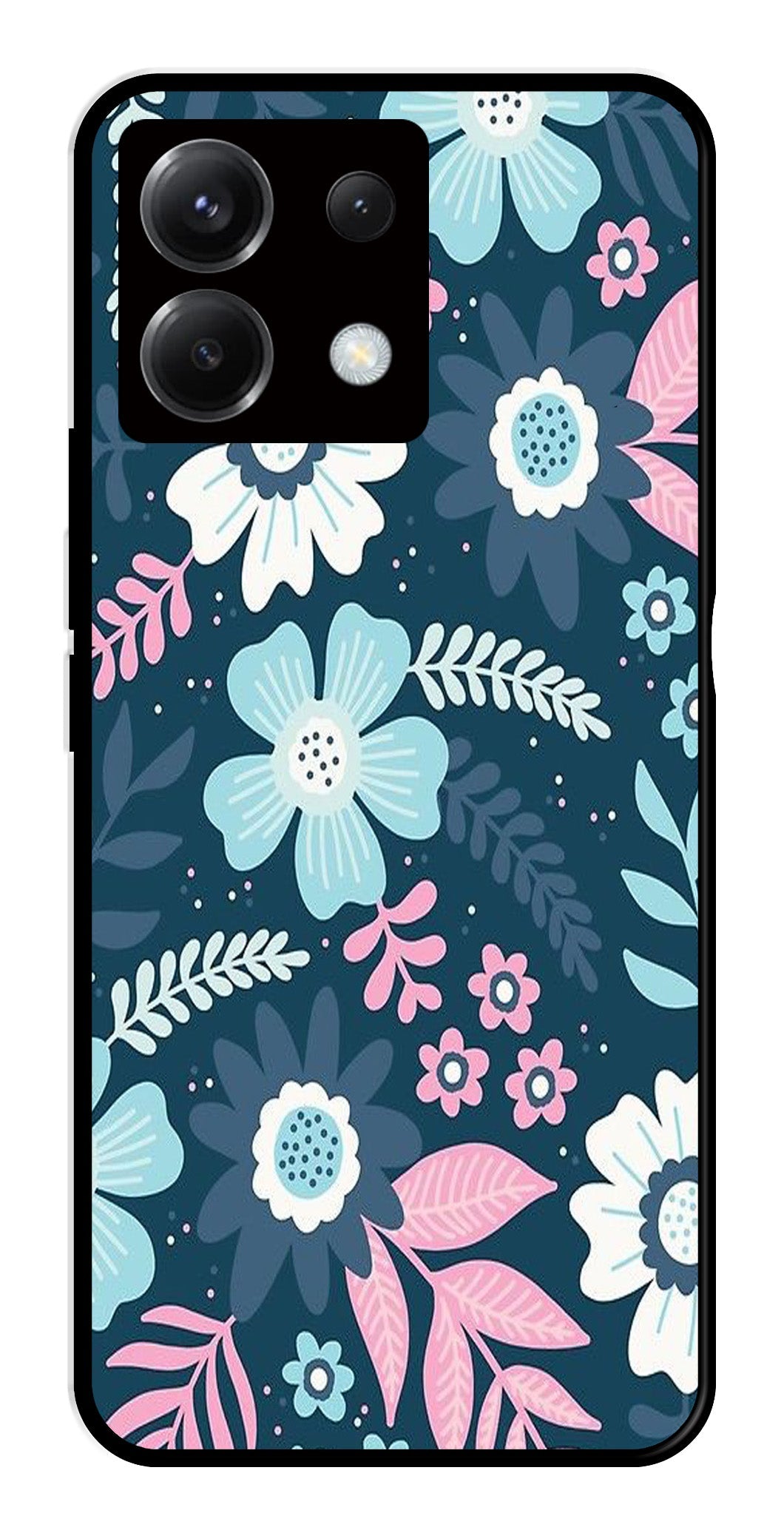 Flower Leaves Design Metal Mobile Case for Poco X6 5G   (Design No -50)