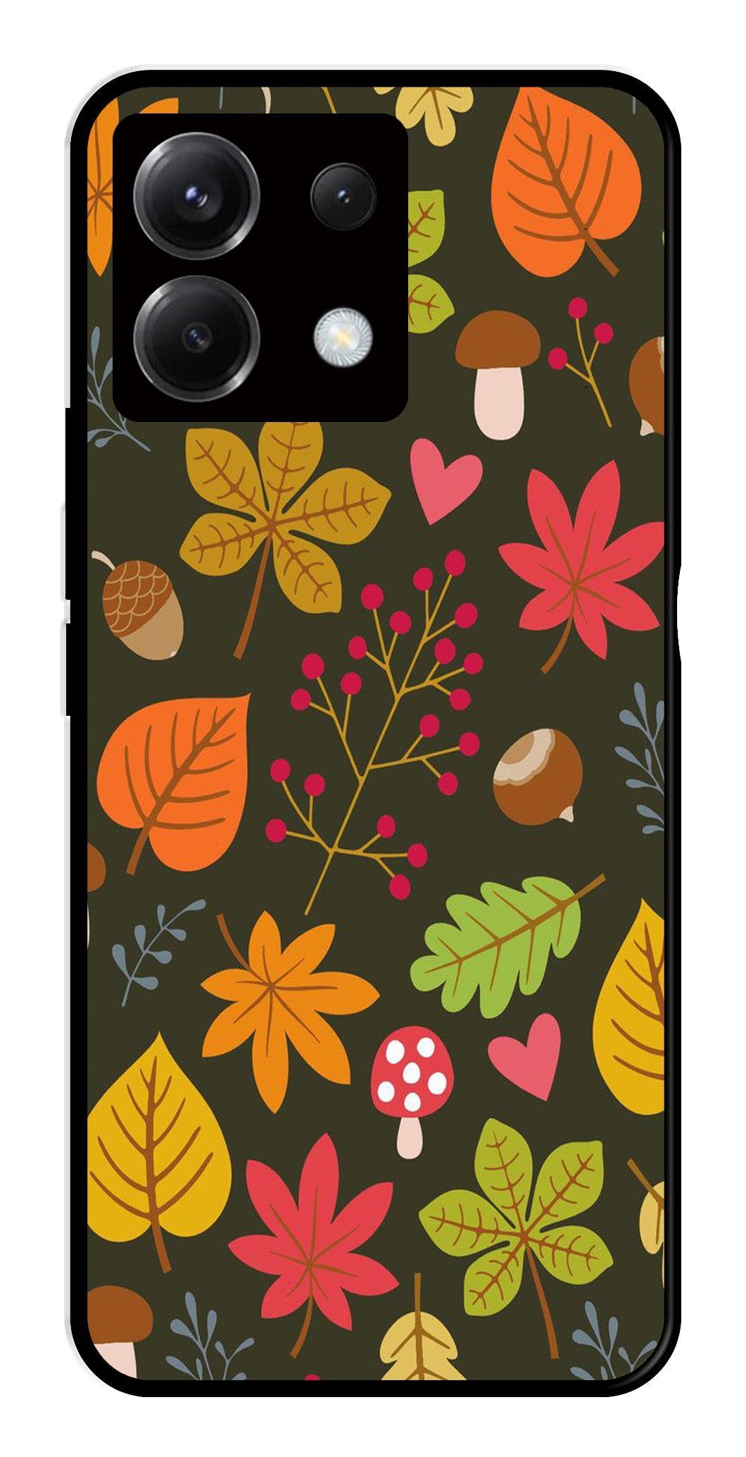 Leaves Design Metal Mobile Case for Poco X6 5G   (Design No -51)