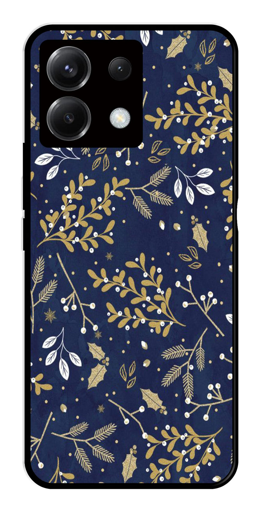 Floral Pattern  Metal Mobile Case for Poco X6 5G   (Design No -52)