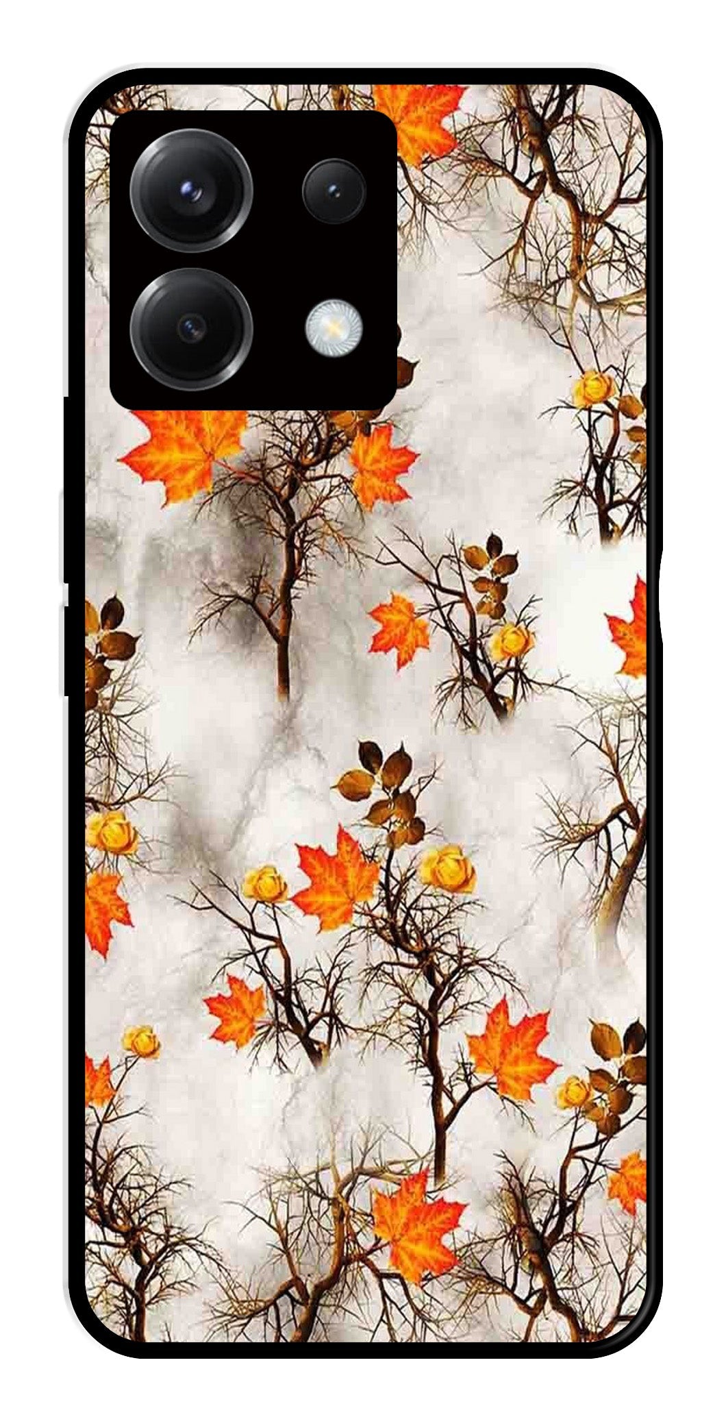 Autumn leaves Metal Mobile Case for Poco X6 5G   (Design No -55)