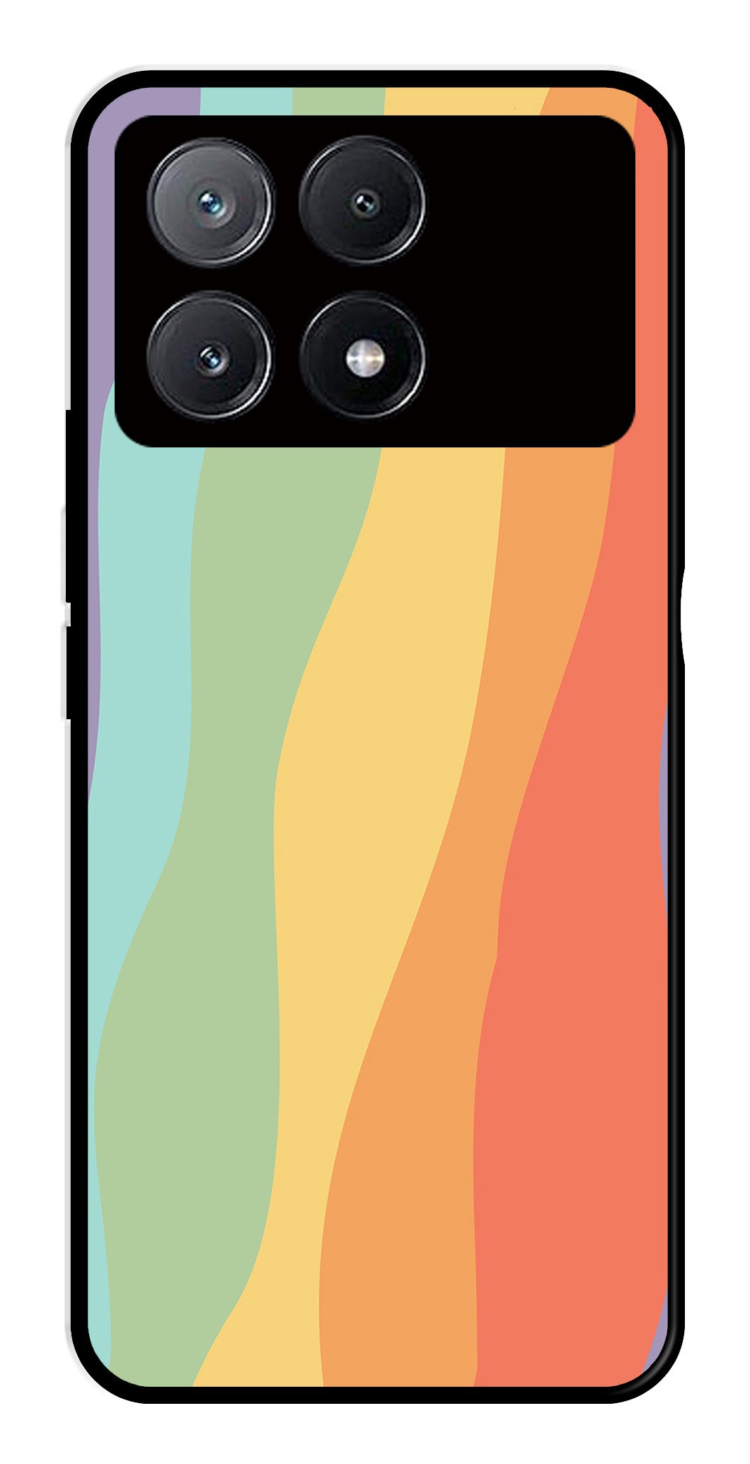 Muted Rainbow Metal Mobile Case for Poco X6 Pro 5G   (Design No -02)