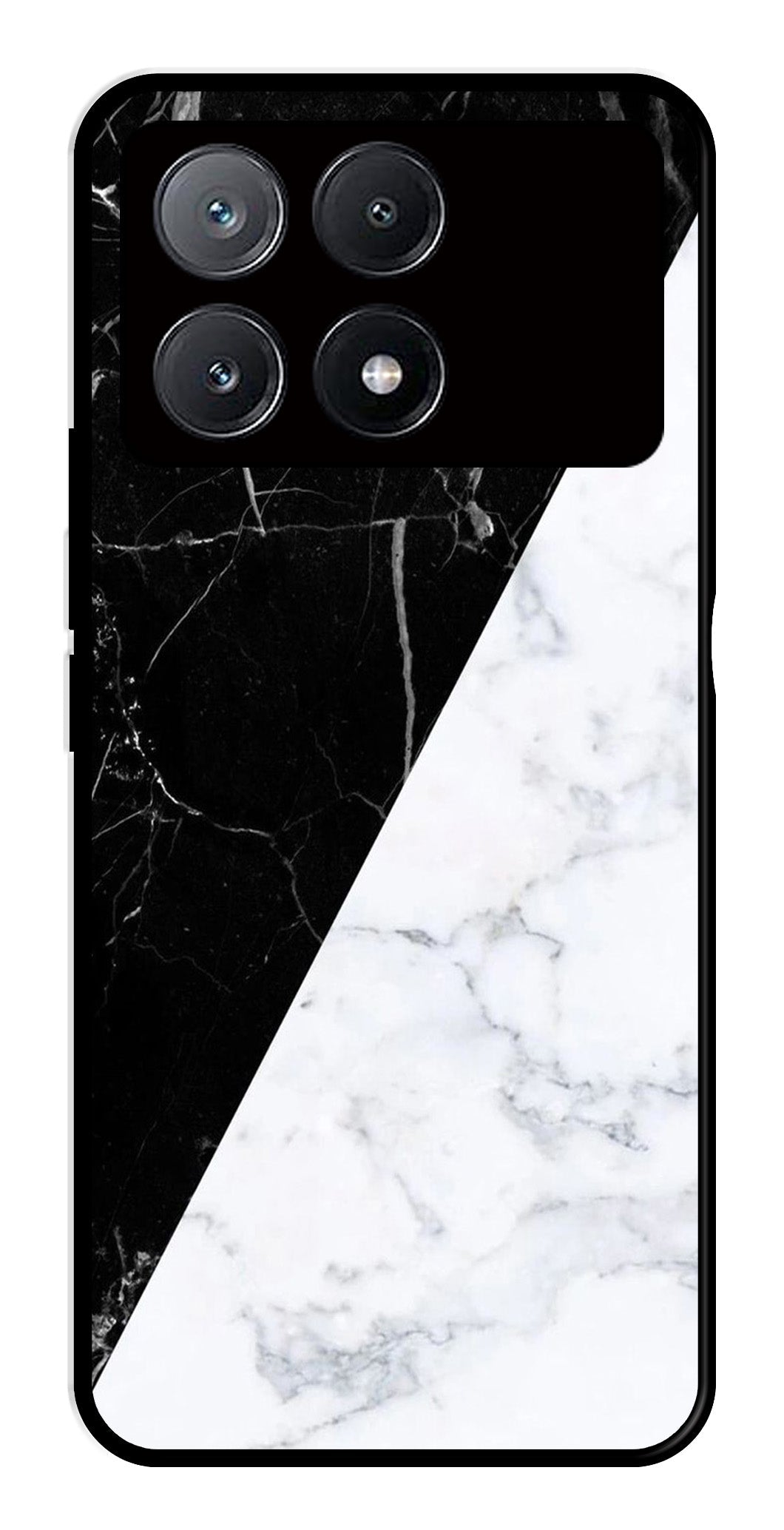 Black White Marble Design Metal Mobile Case for Poco X6 Pro 5G   (Design No -09)